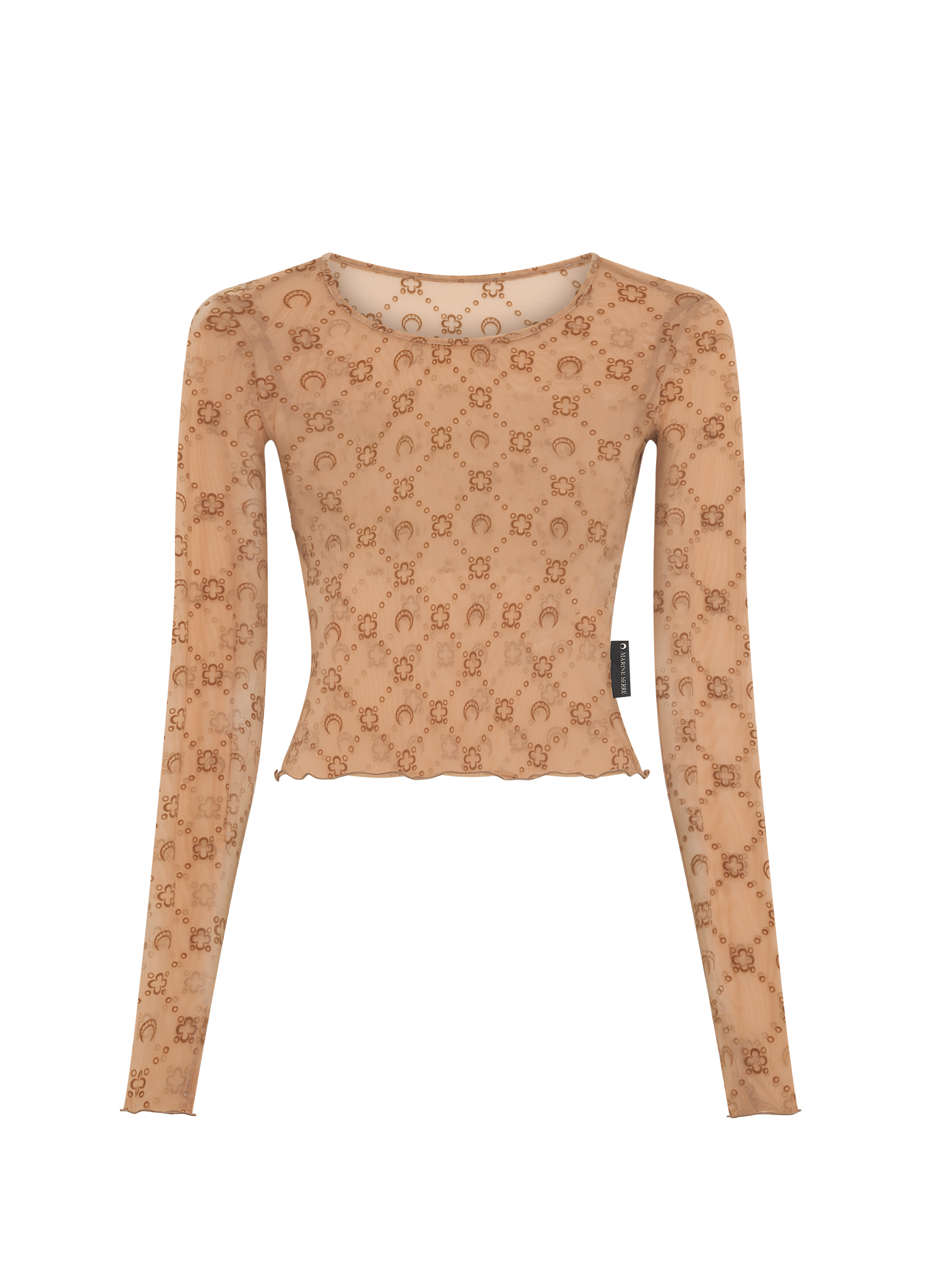Recycled mesh flock second skin cropped top MARINE SERRE Beige