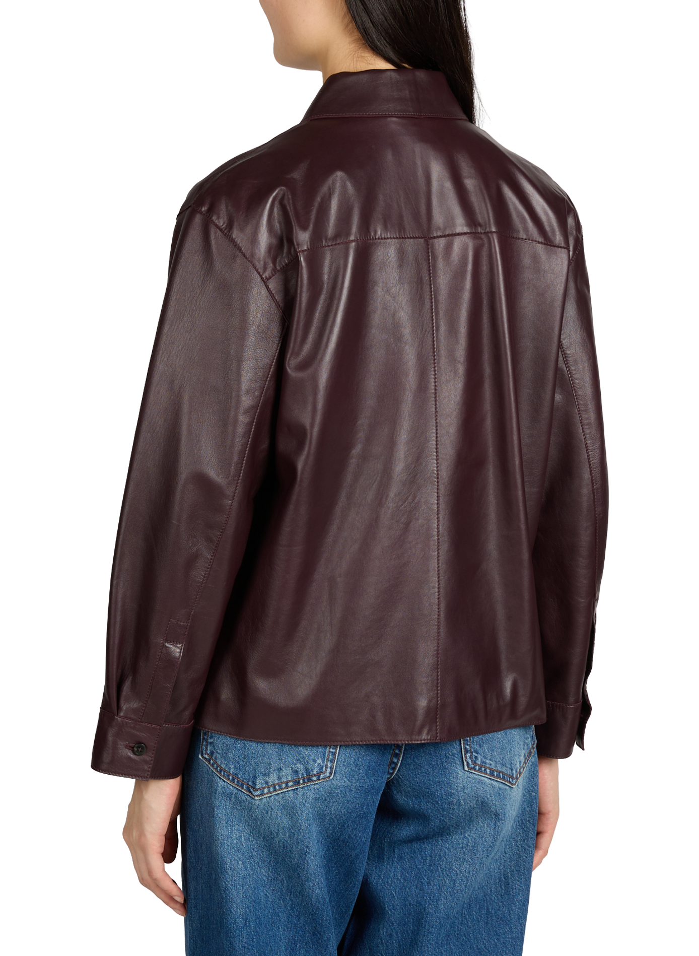 Jacket with classic collar in blended leather WEEK END Red