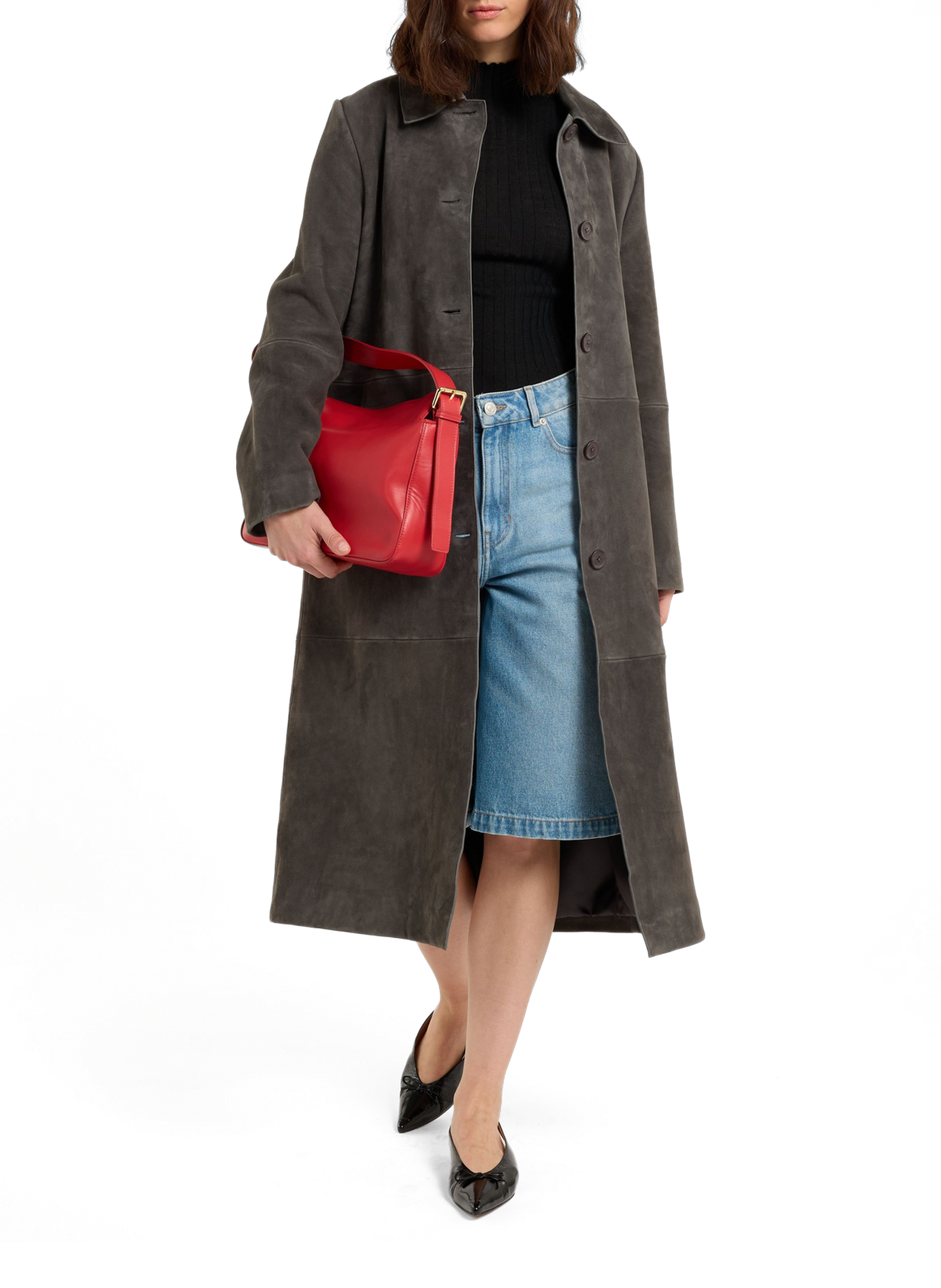 Veste longue Ucara en cuir SAISON 1865 Gris