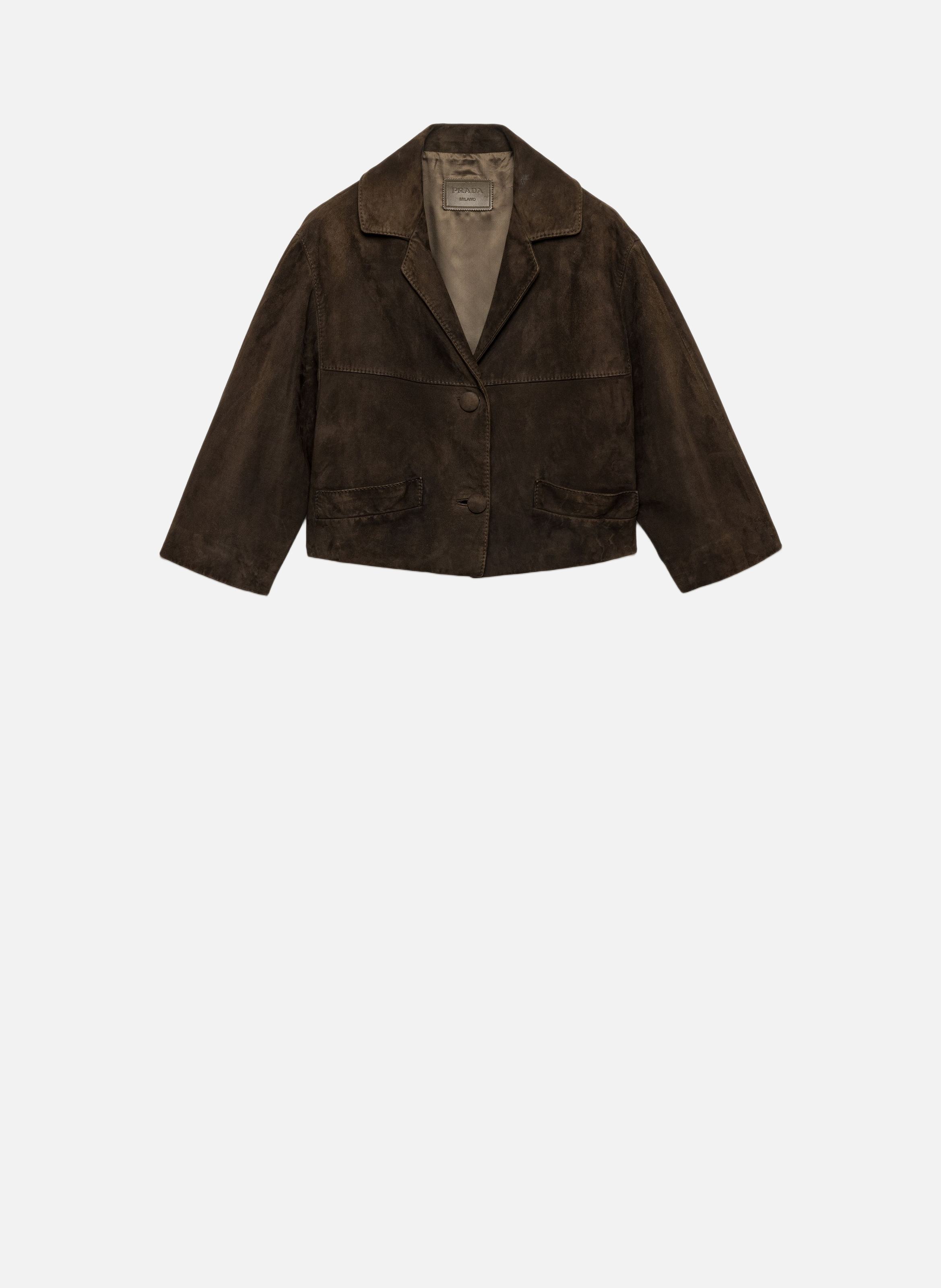 Veste courte en veau velours PRADA Vert