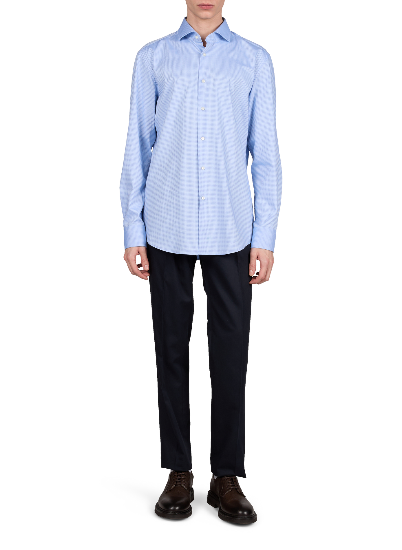 Chemise Hank à motif en coton mélangé BOSS Bleu