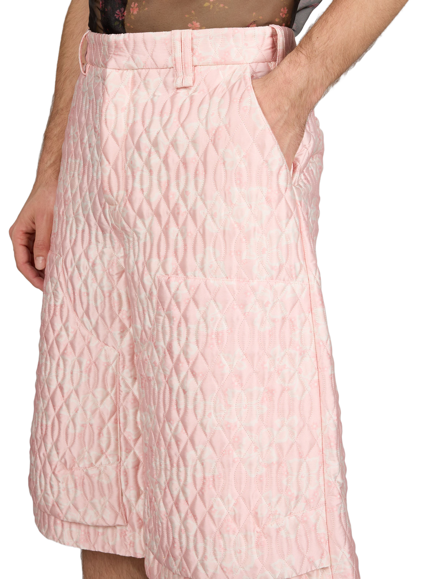 Short matelassé imprimé fleuri SIMONE ROCHA Rose