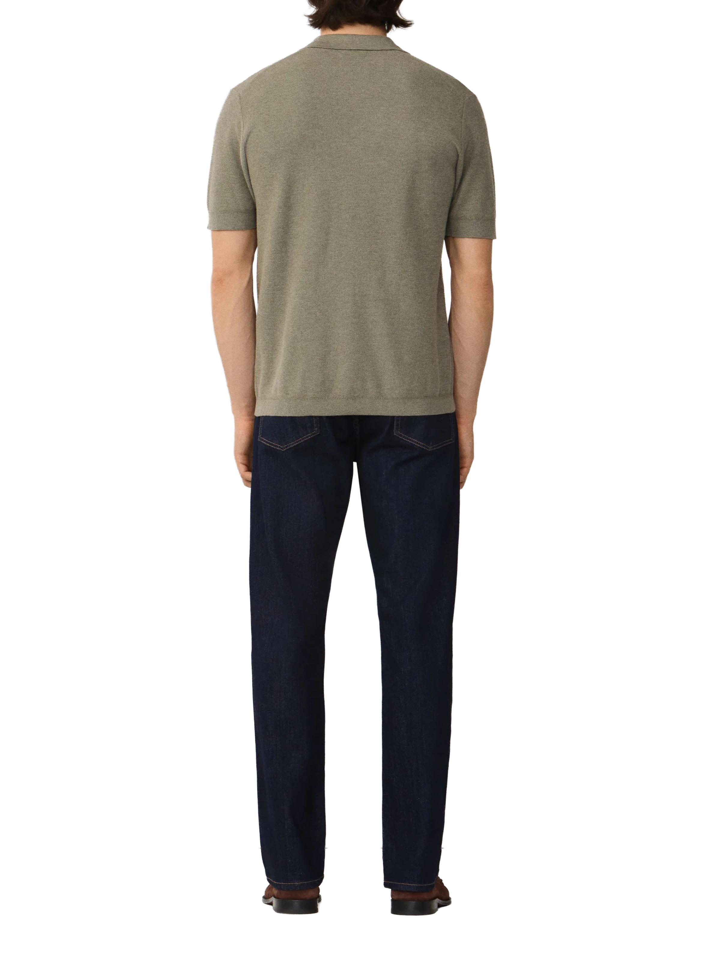 Short-sleeved polo in piqué cotton and cashmere Green