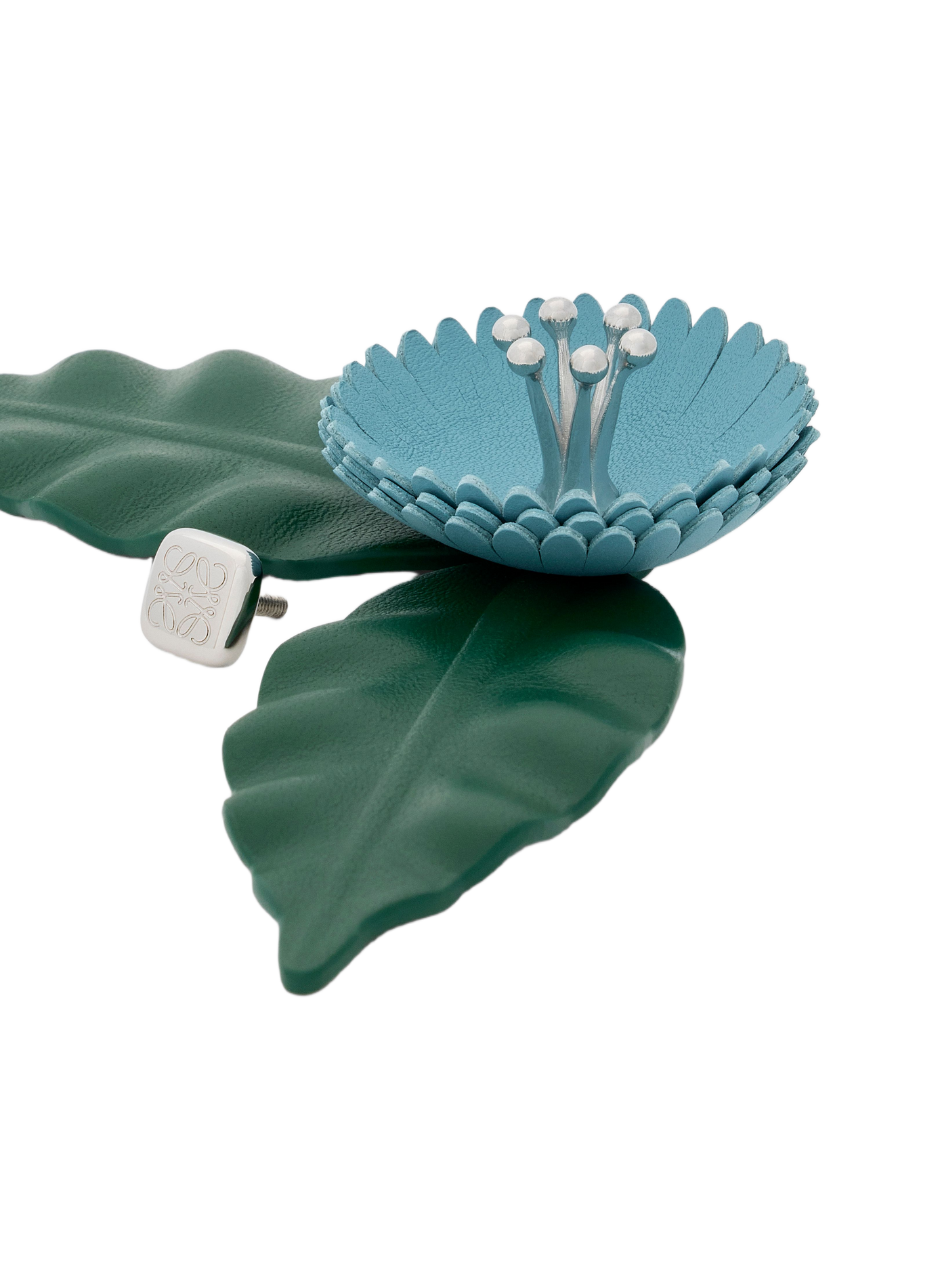 Klassieke leren bloem broche van kalfsleer LOEWE Blauw