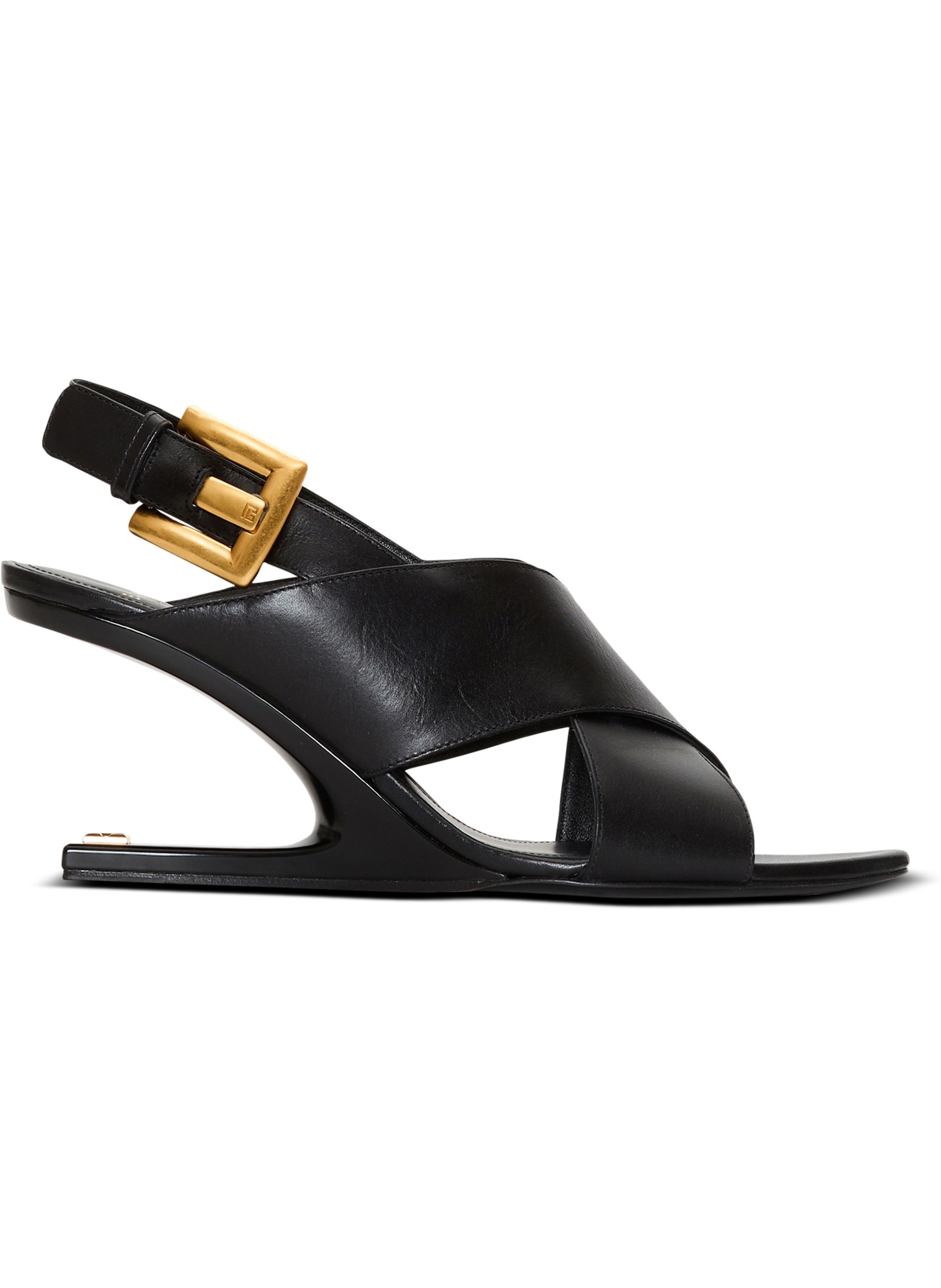 Sandales anthem no wedge en cuir lisse BALMAIN Noir
