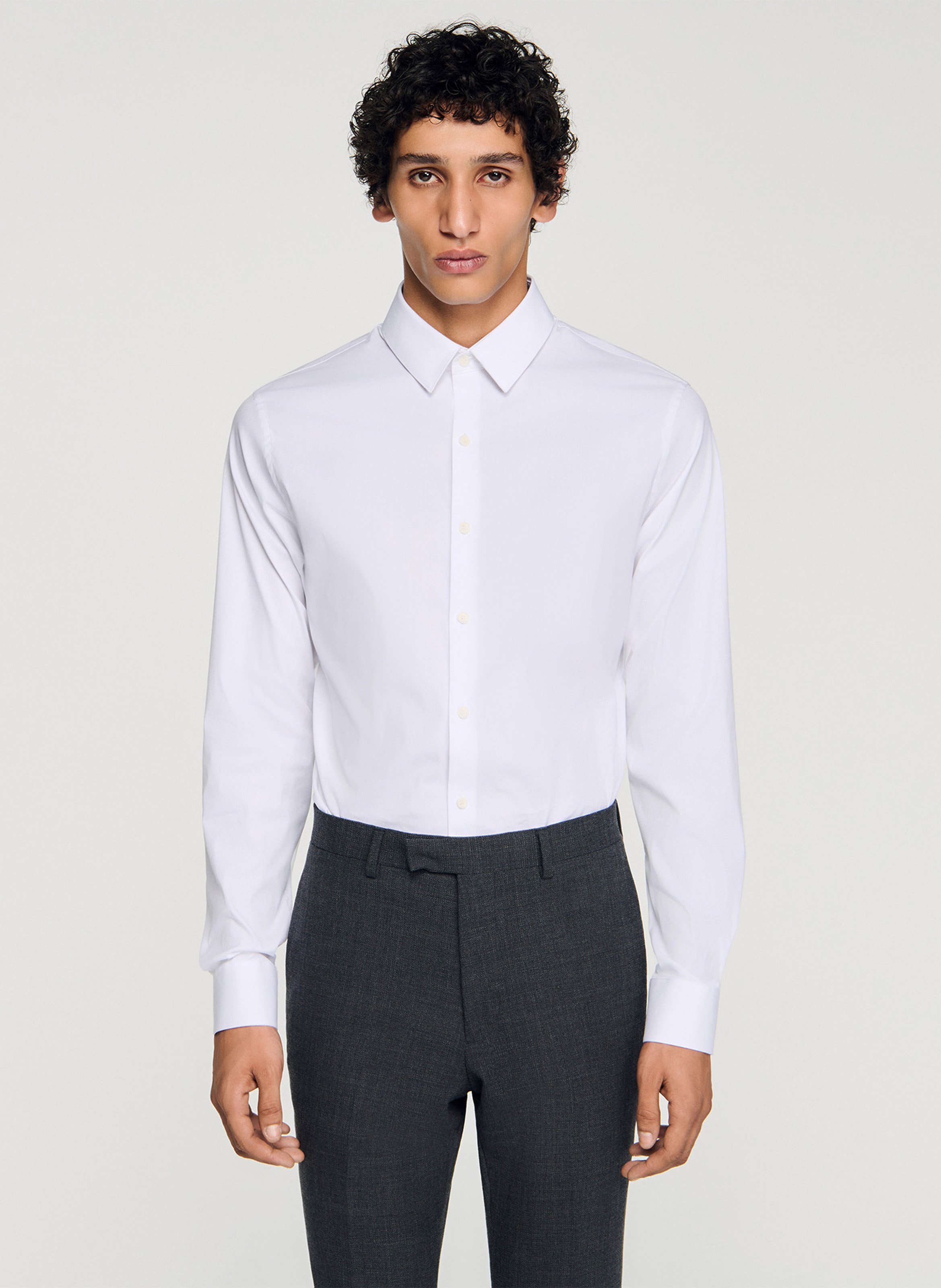 Chemise slim-fit en coton stretch  Blanc