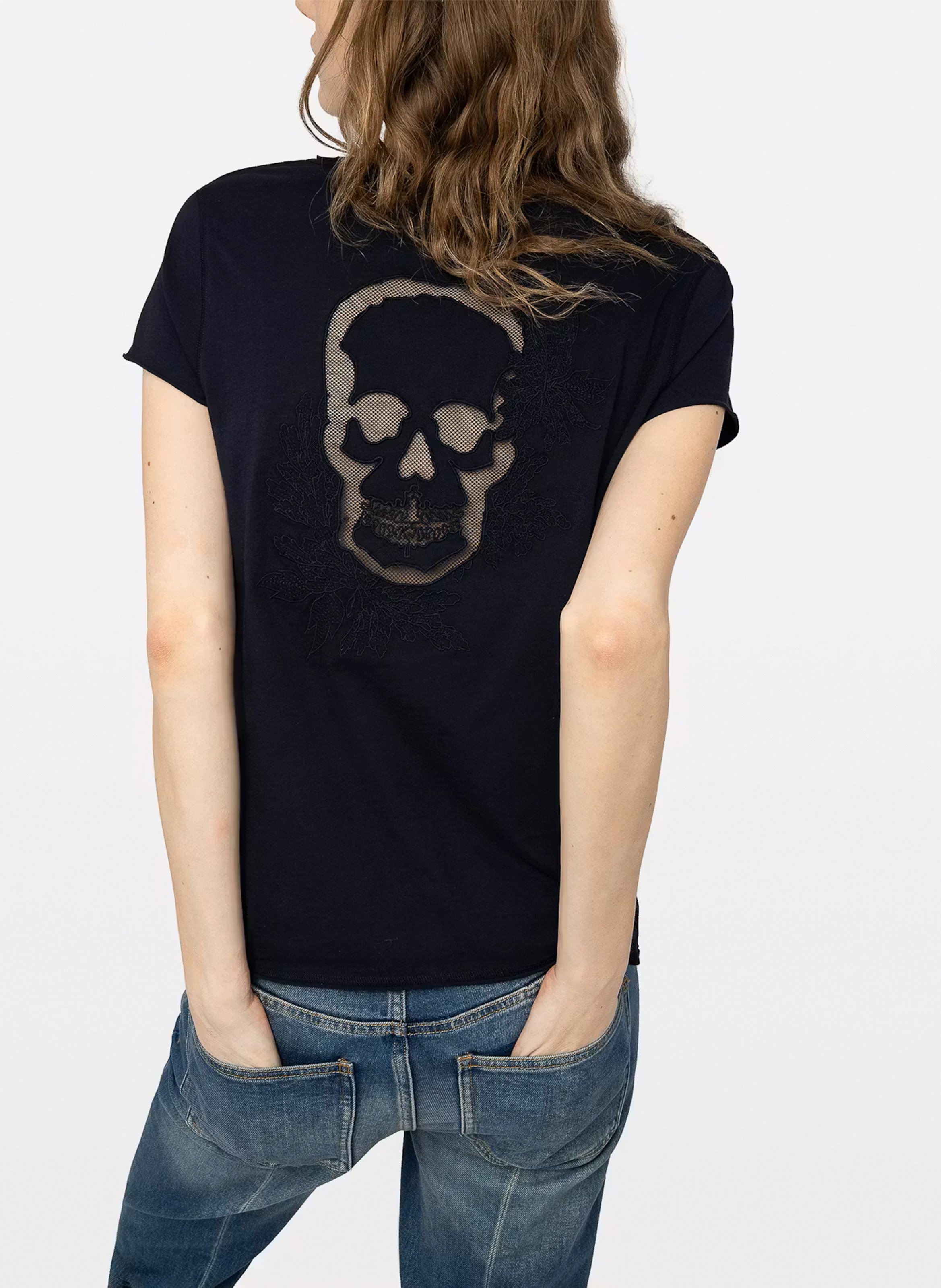 Tee-shirt col v en coton bio fishnet ZADIG&VOLTAIRE Bleu
