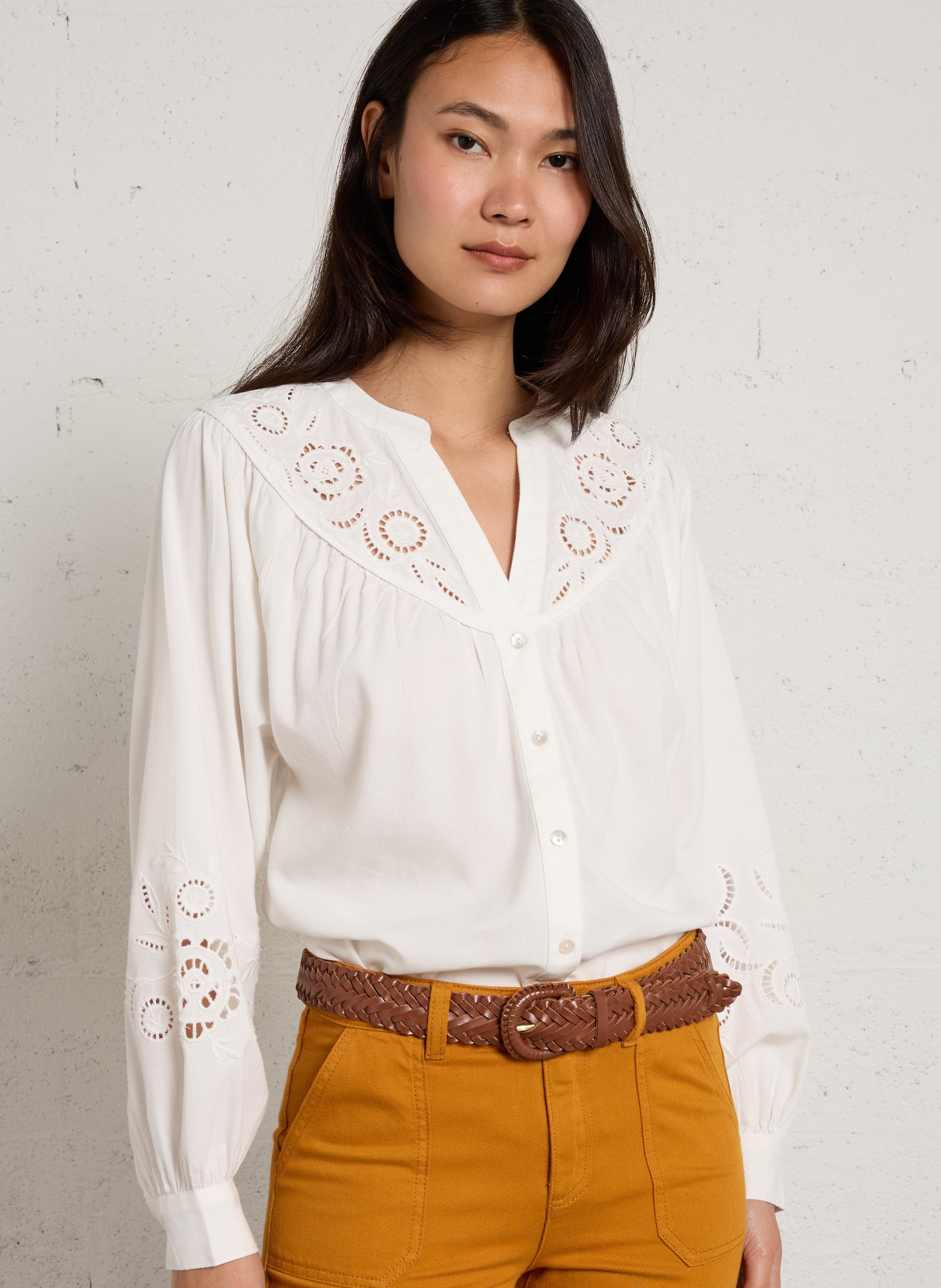 Chemise ample en coton mélangé dolly MAISON 123 Blanc
