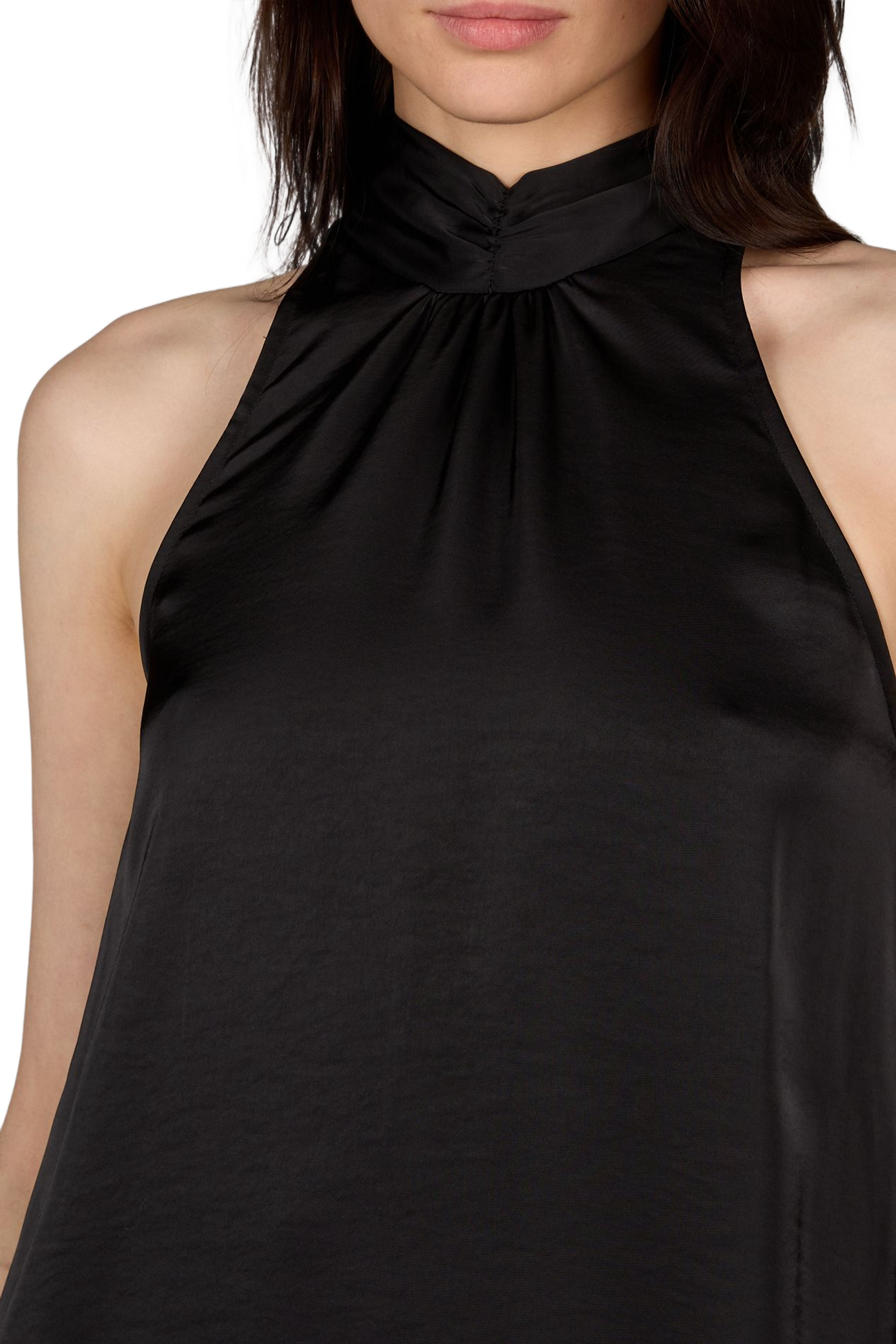 Robe longue satinée à écharpe décorative  OBJECT Noir