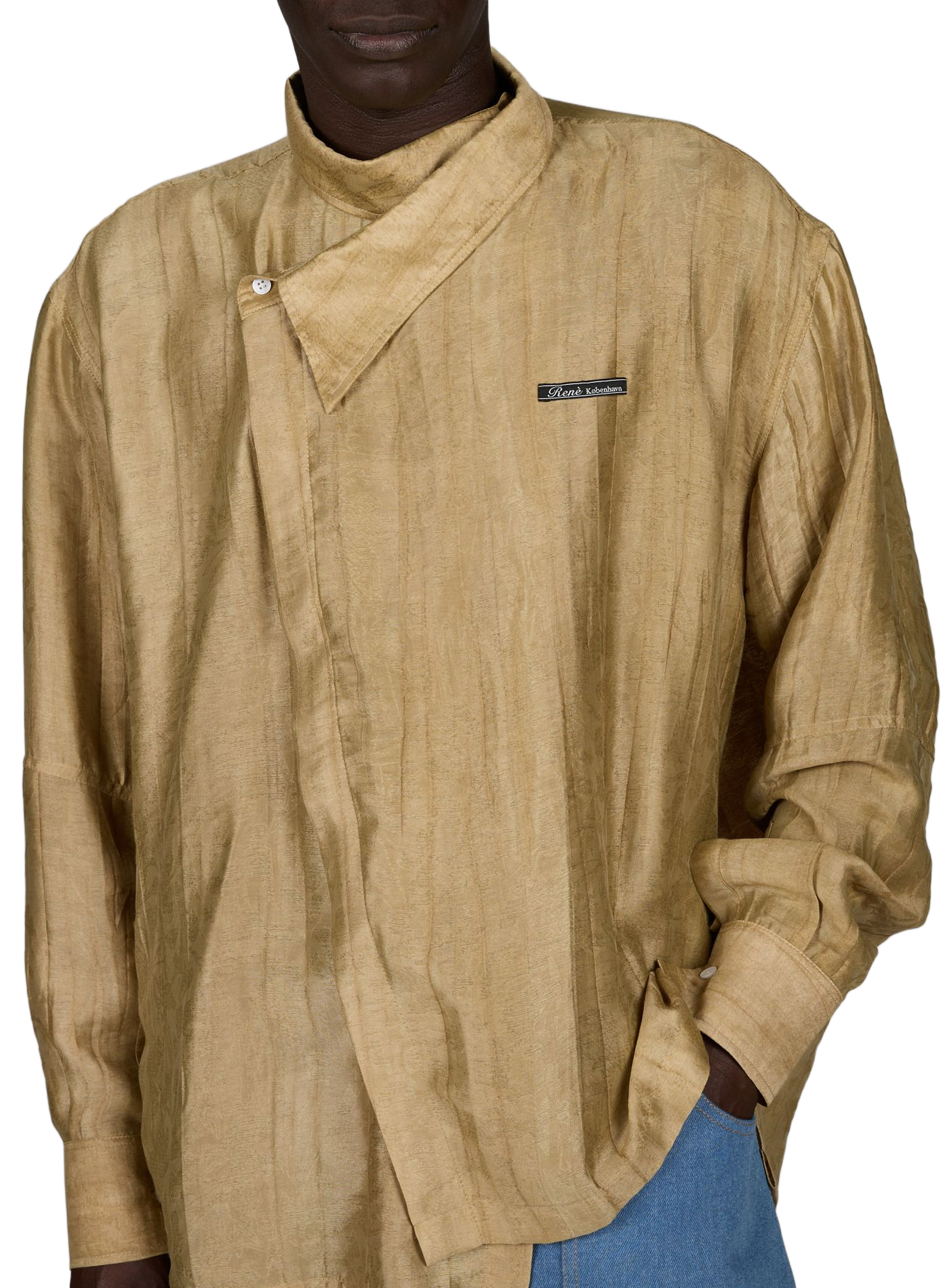 Asymmetrical Satin Shirt RENÈ Beige