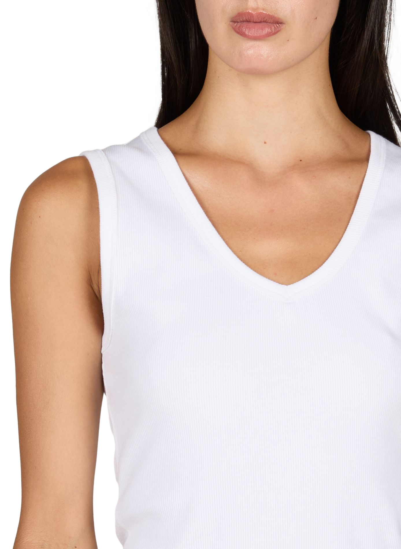 Top Rachel à col v en coton mélangé  TOPSHOP Blanc