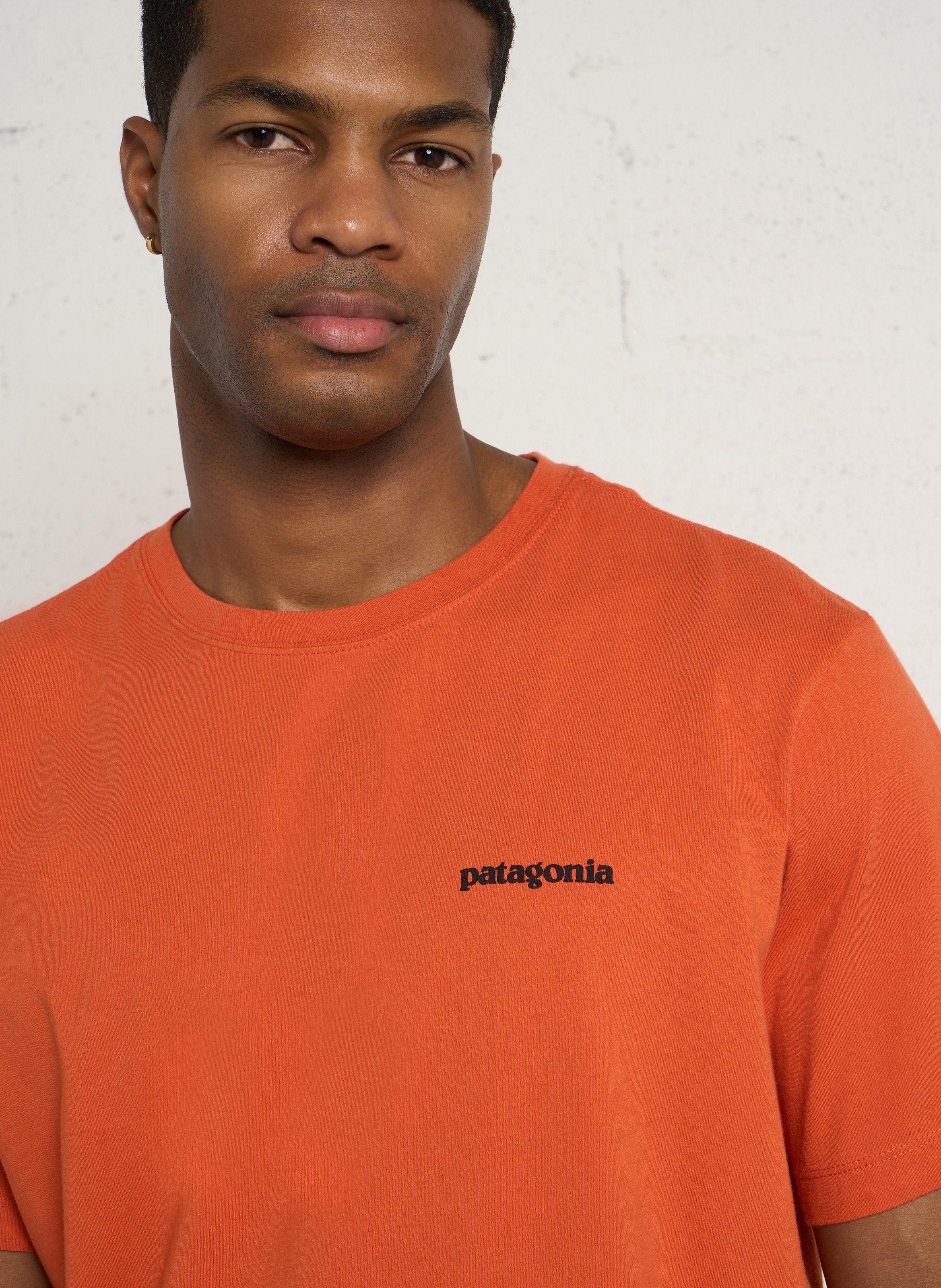 Oversized T-shirt met ronde hals van biologisch katoen met zeefdruk | Oranje PATAGONIA Heren