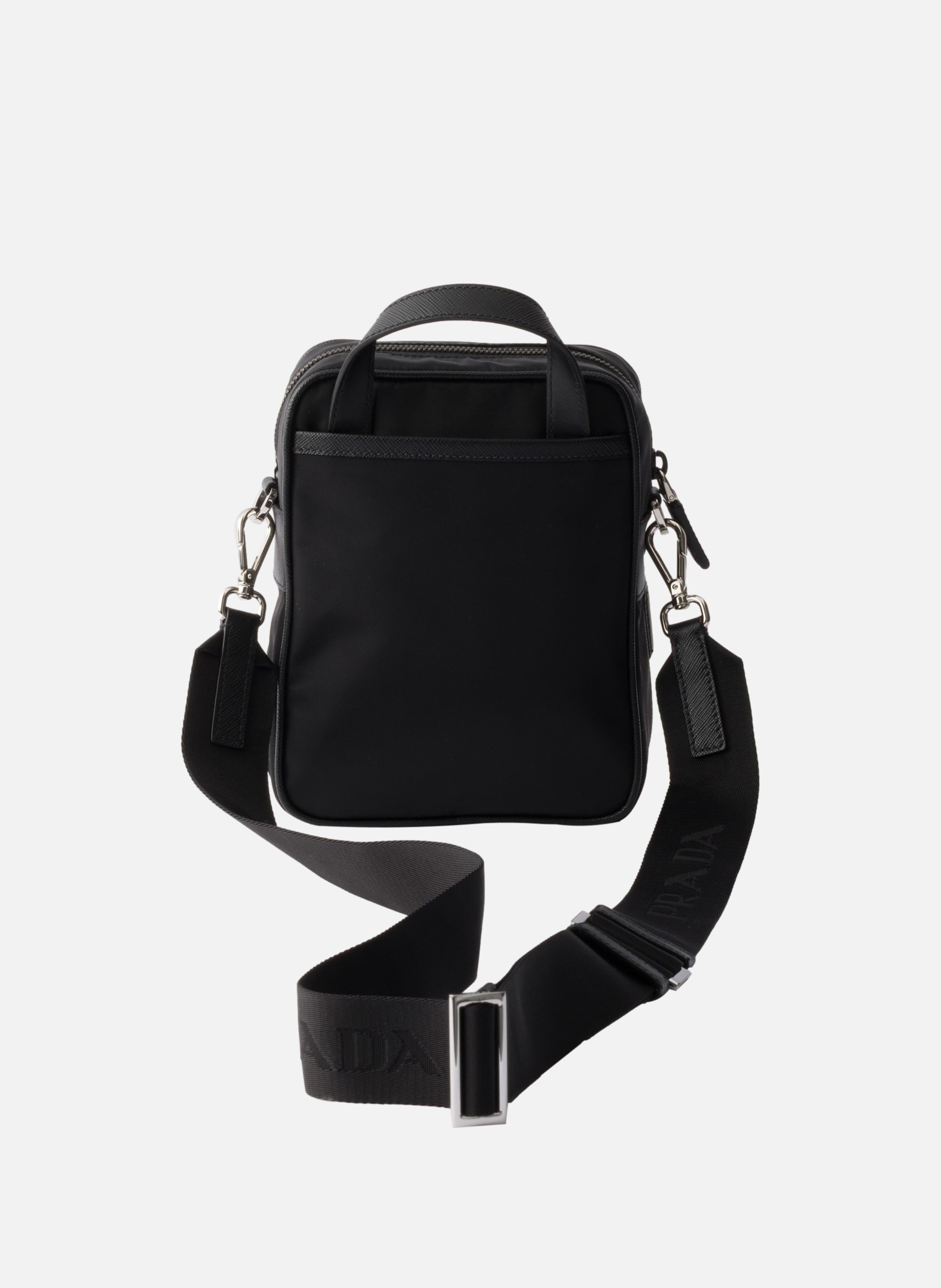 Sac porté épaule en re-nylon et cuir saffiano PRADA Noir