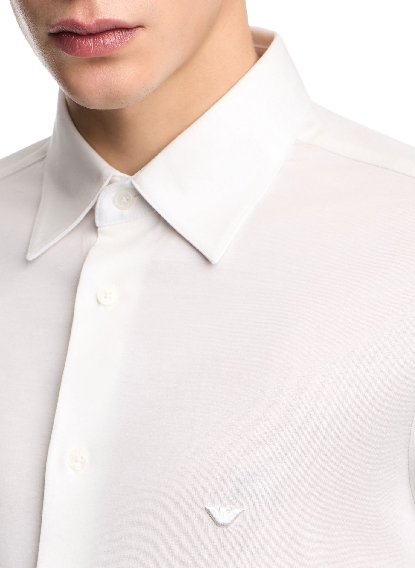 Slim fit shirt in mixed jersey EMPORIO ARMANI White
