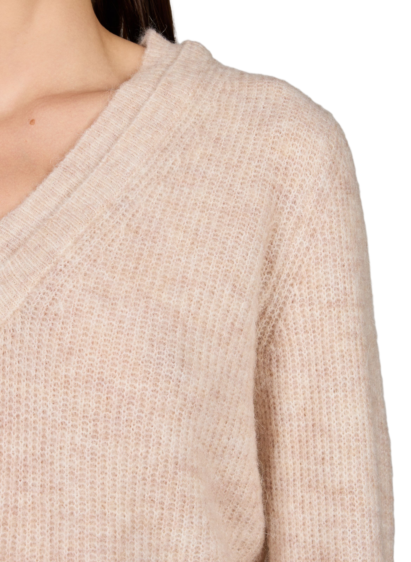 V-neck knitted sweater | Beige OBJECT Women