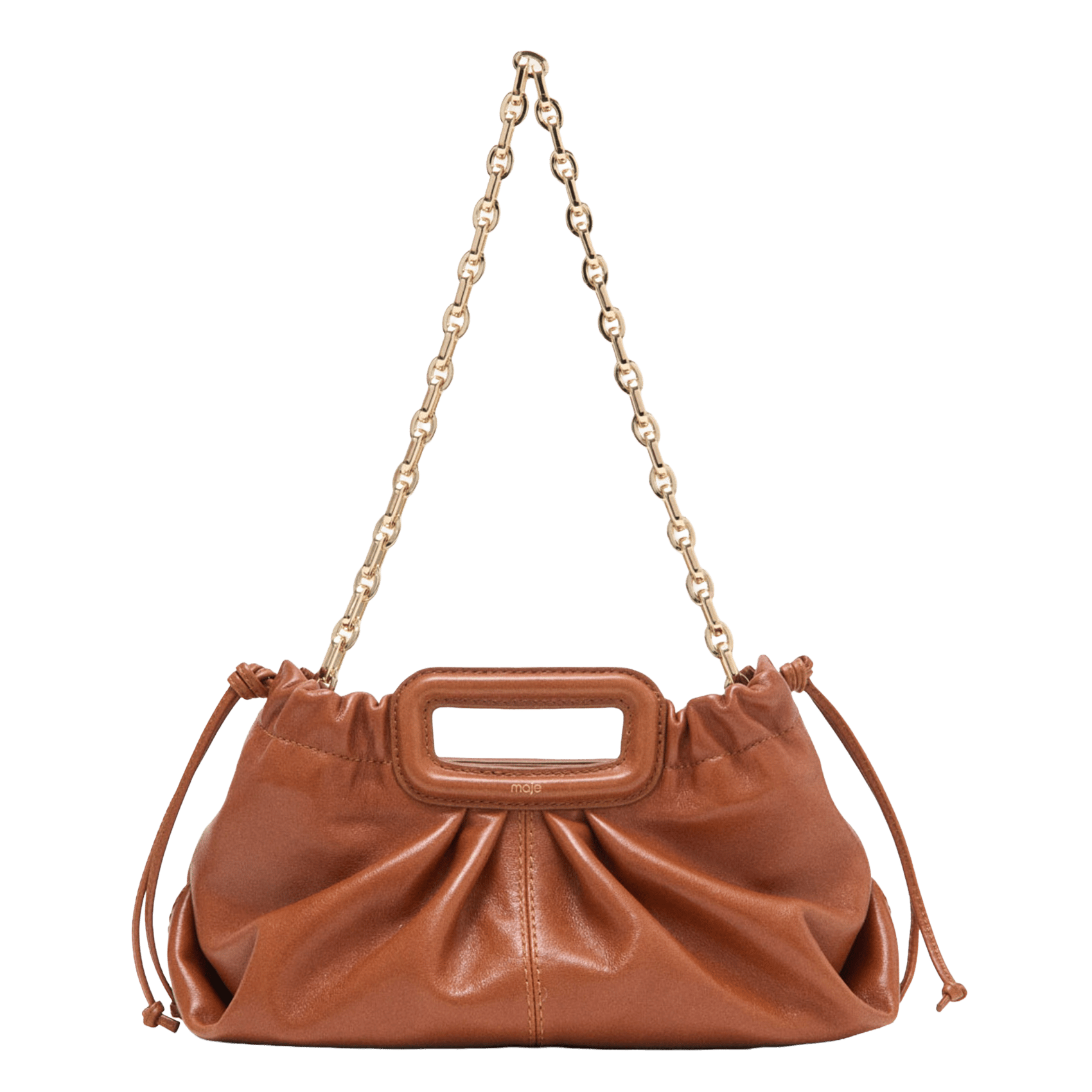 Sac bandoulière en cuir MAJE Marron