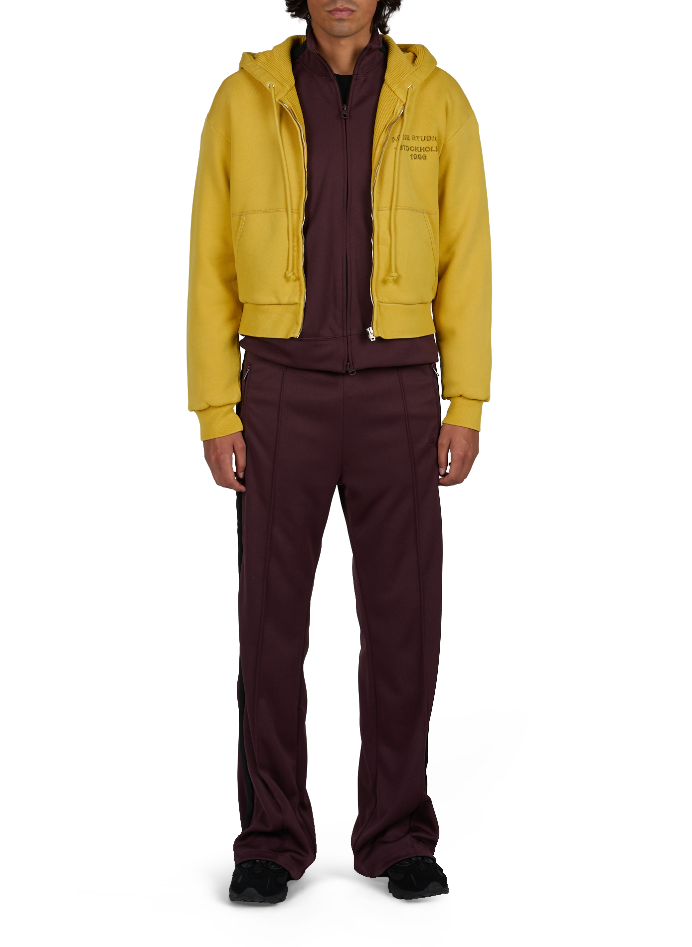 Sweatshirt droit zippé en coton ACNE STUDIOS Jaune