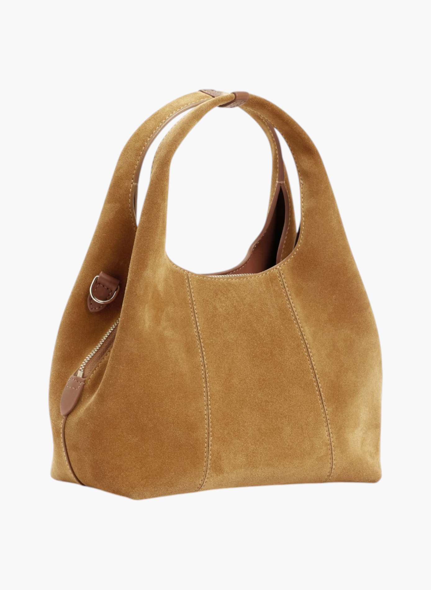 Petit sac à main juliette en cuir refente de velours LE TANNEUR Marron