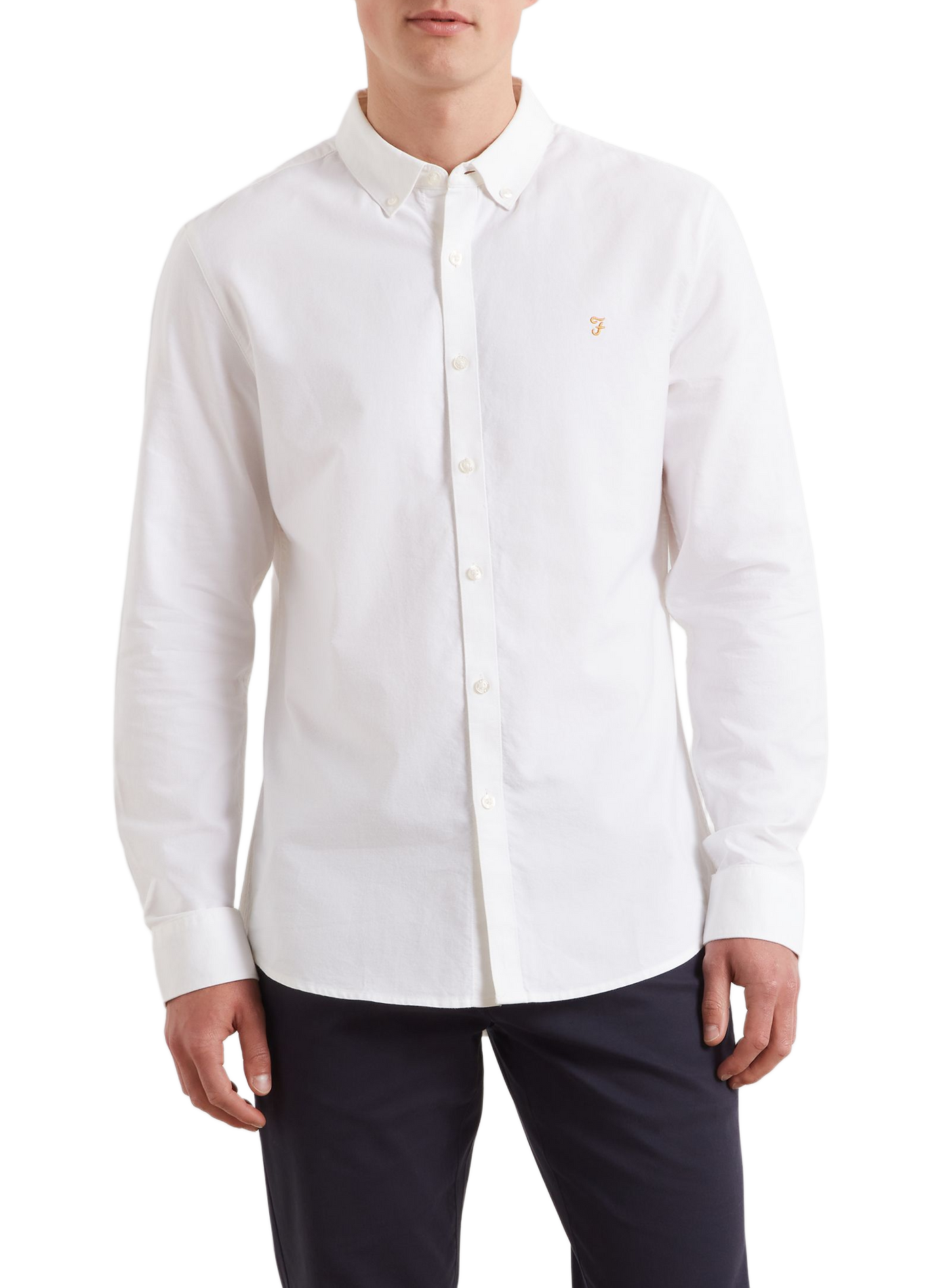 Chemise droite à logo brodé en coton FARAH White