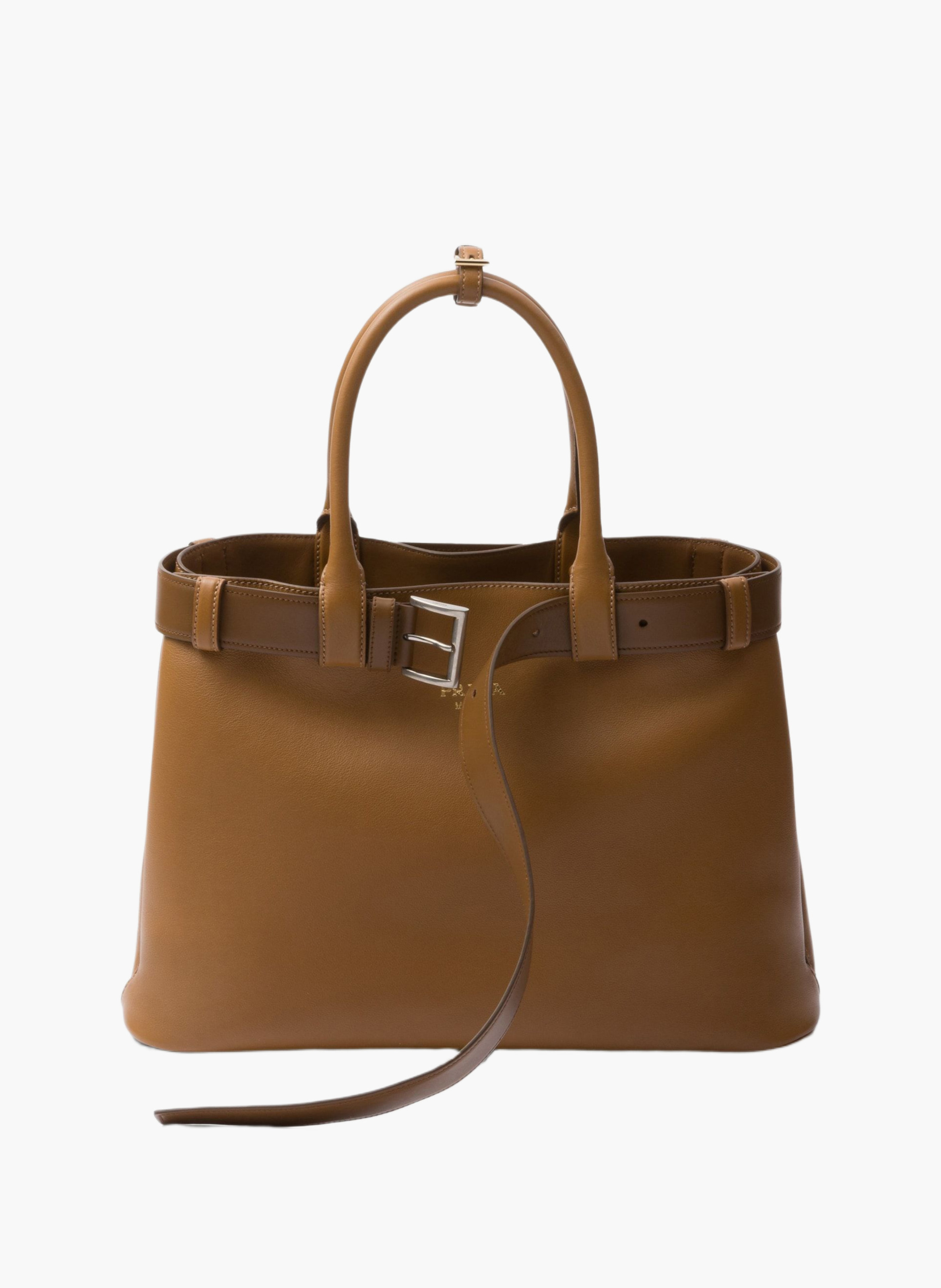 Grand sac à main prada buckle en cuir avec ceintur PRADA Marron