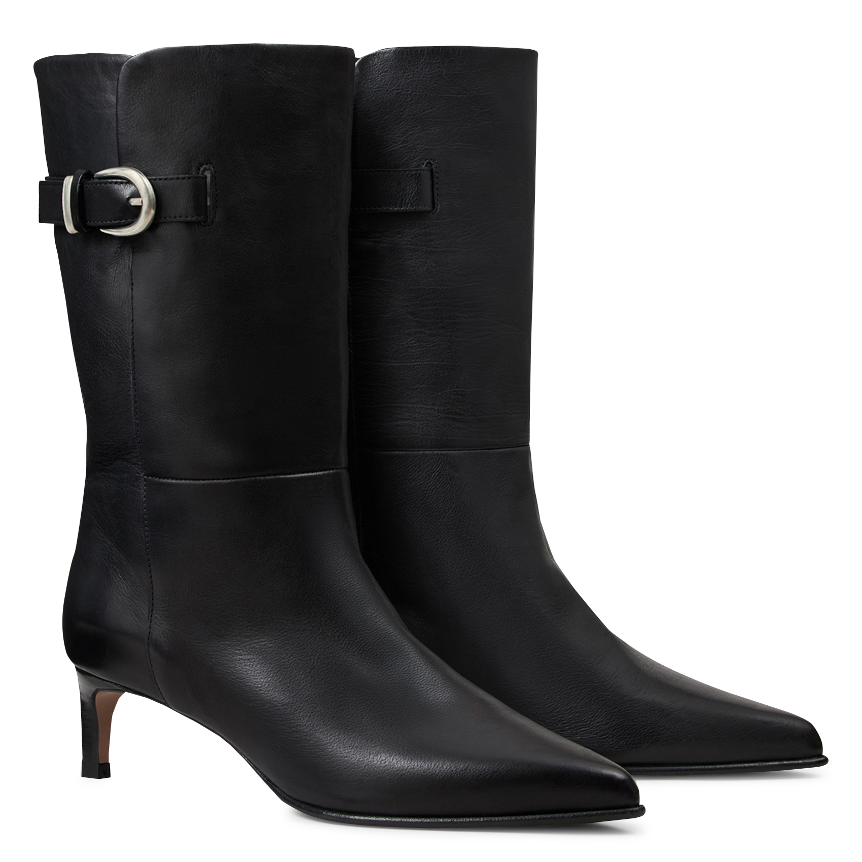 Bottines mi-hautes unies en cuir low carla BA&SH Noir