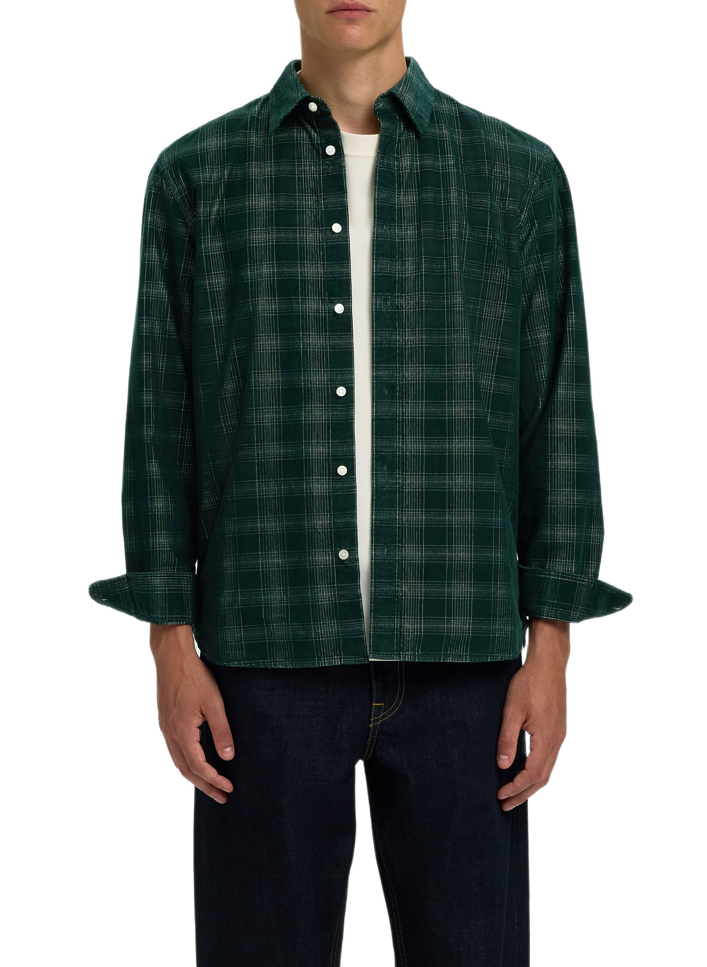 Classic checkered cotton shirt SELECTED Green