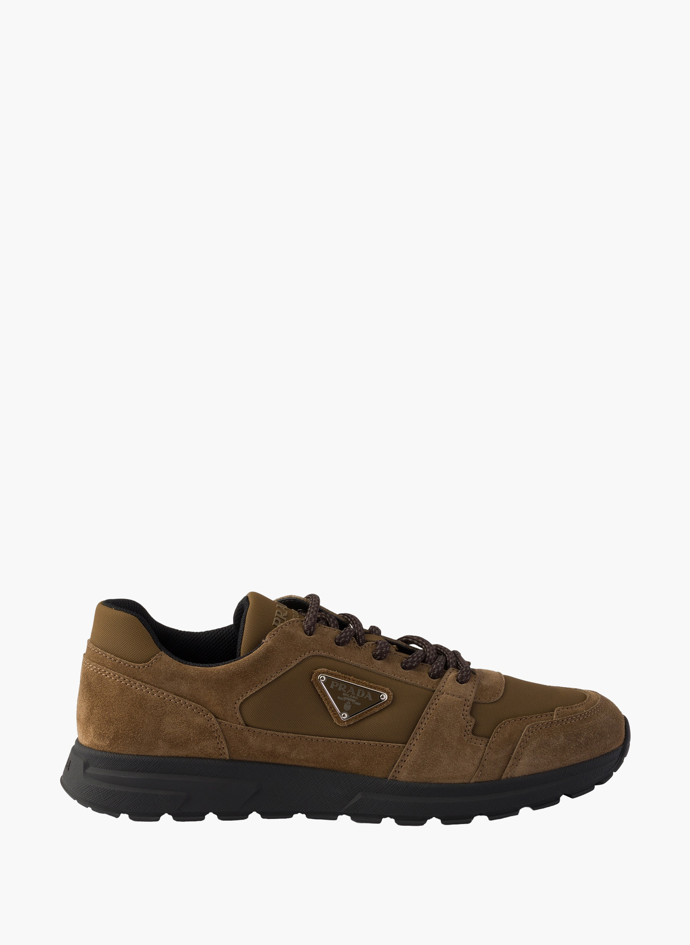 Sneakers prax en daim et re-nylon PRADA Marron