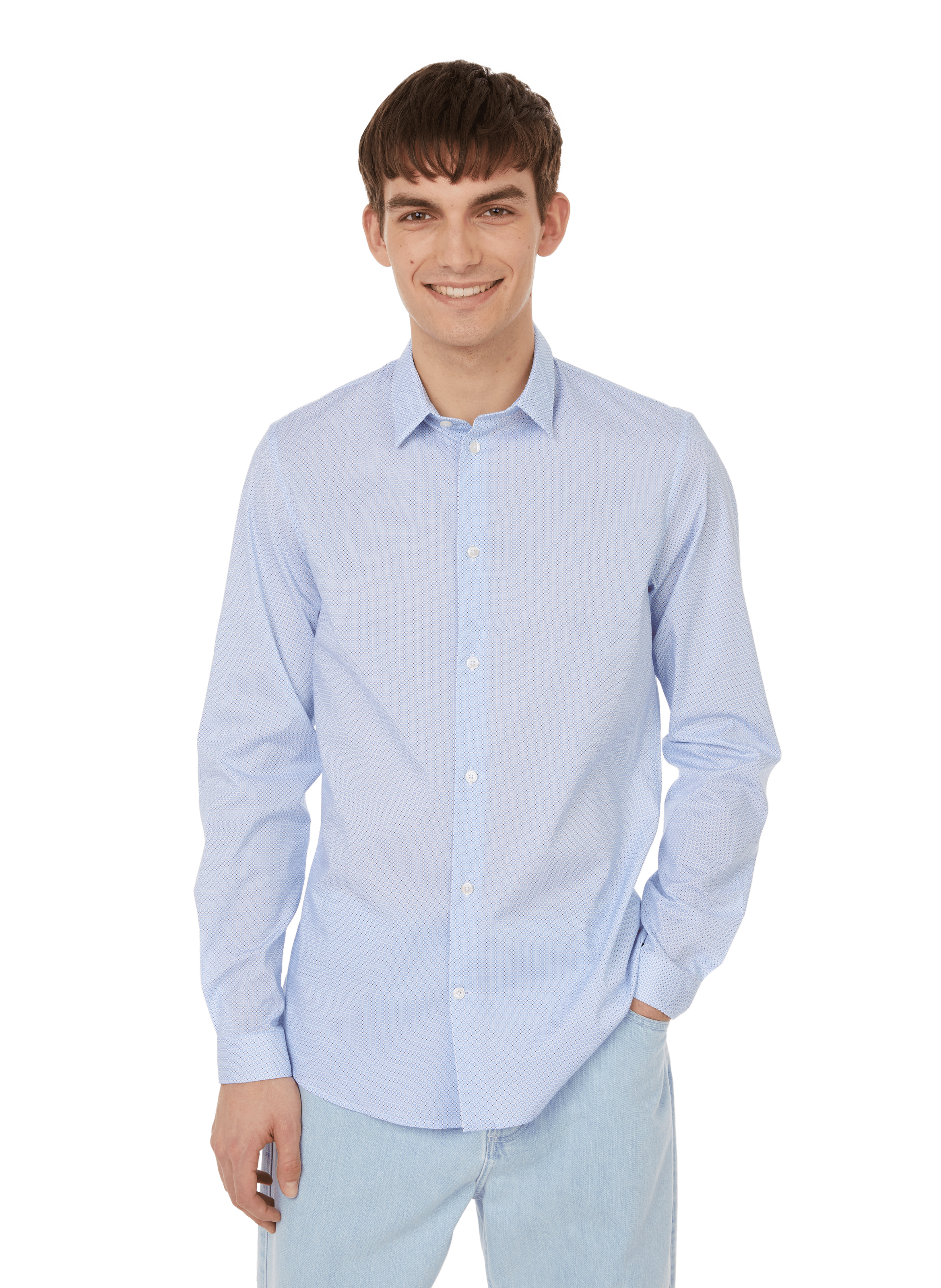 AU PRINTEMPS PARIS Printed cotton shirt Blue