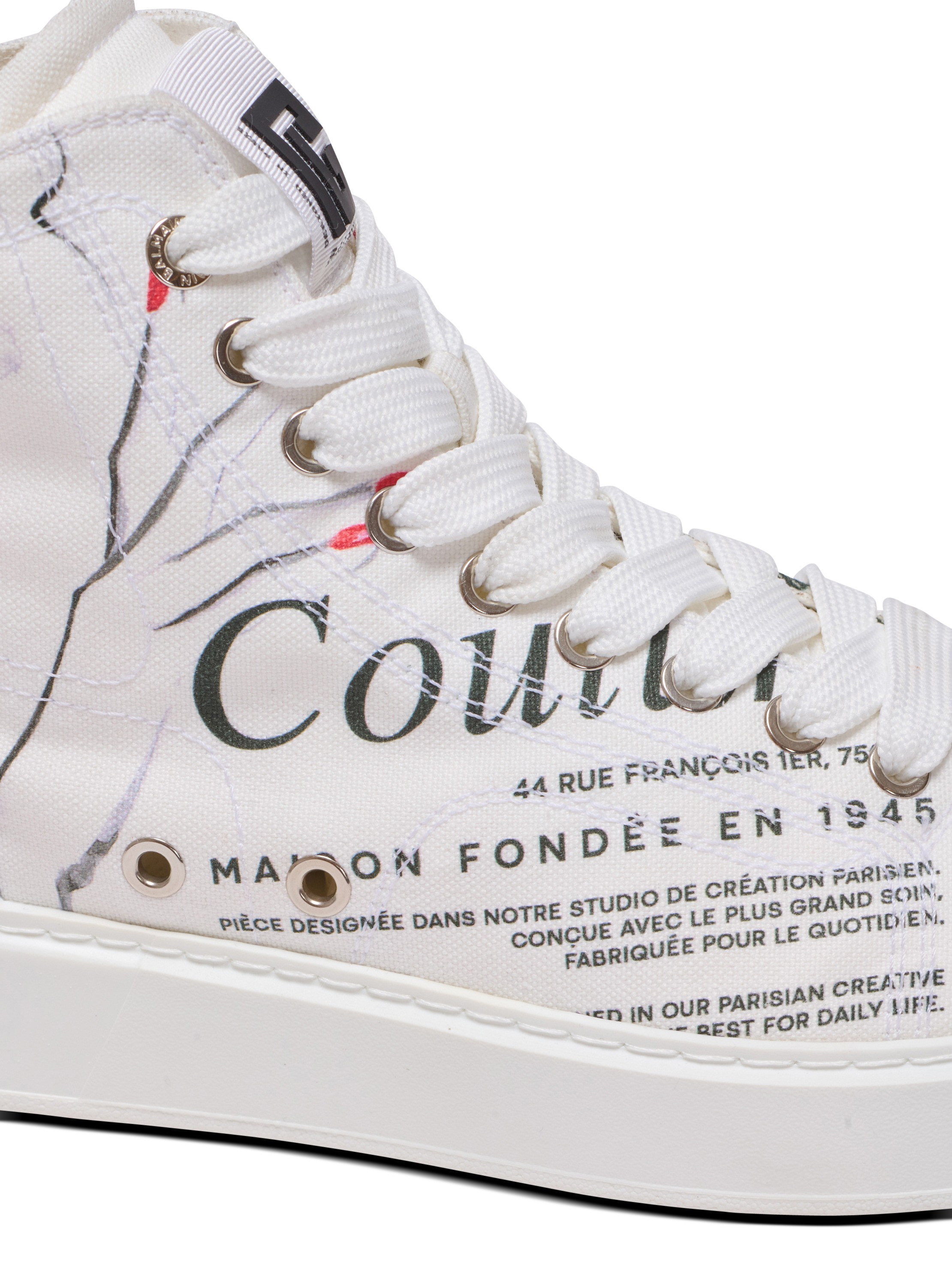 Baskets b-court high top imprimées balmain beauty BALMAIN Blanc