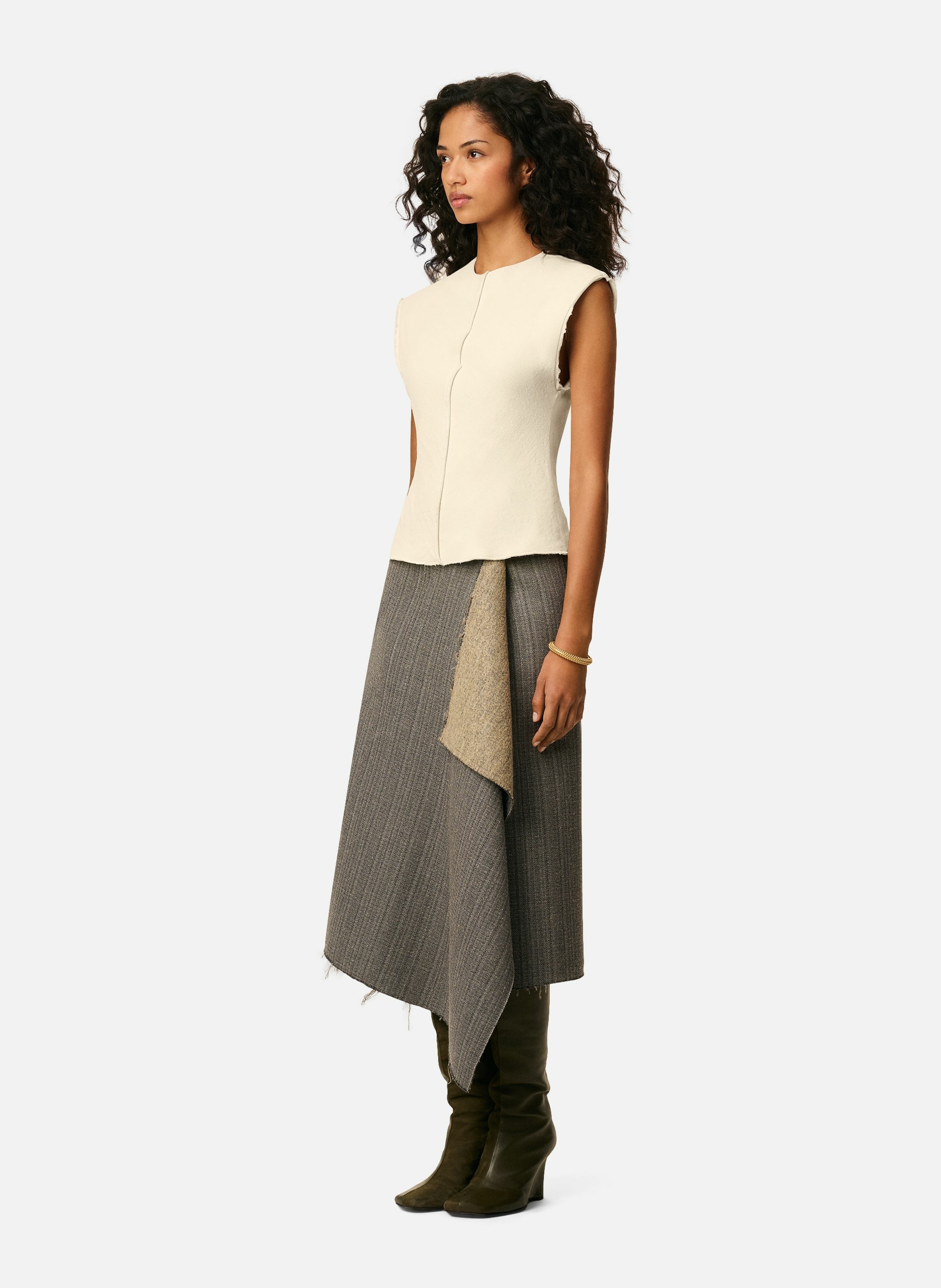 Top sans manches en crèpes de viscose AMI PARIS Blanc