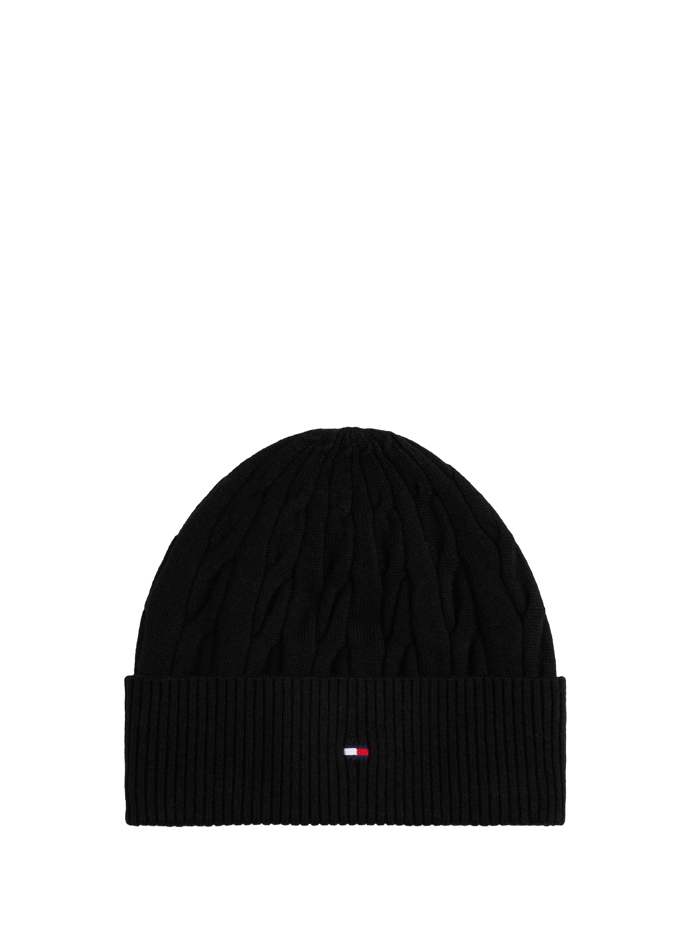 TOMMY HILFIGER Bonnet en laine et coton Noir