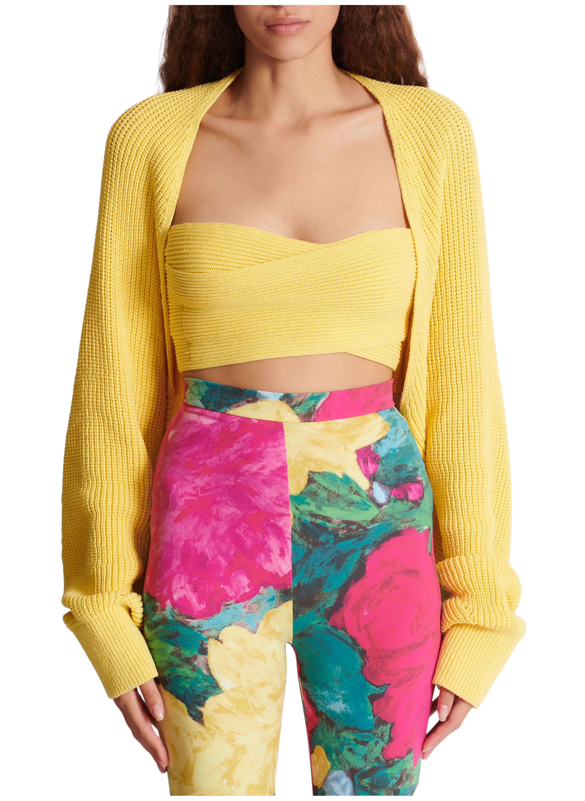 Boléro en maille côtelée BALMAIN Jaune