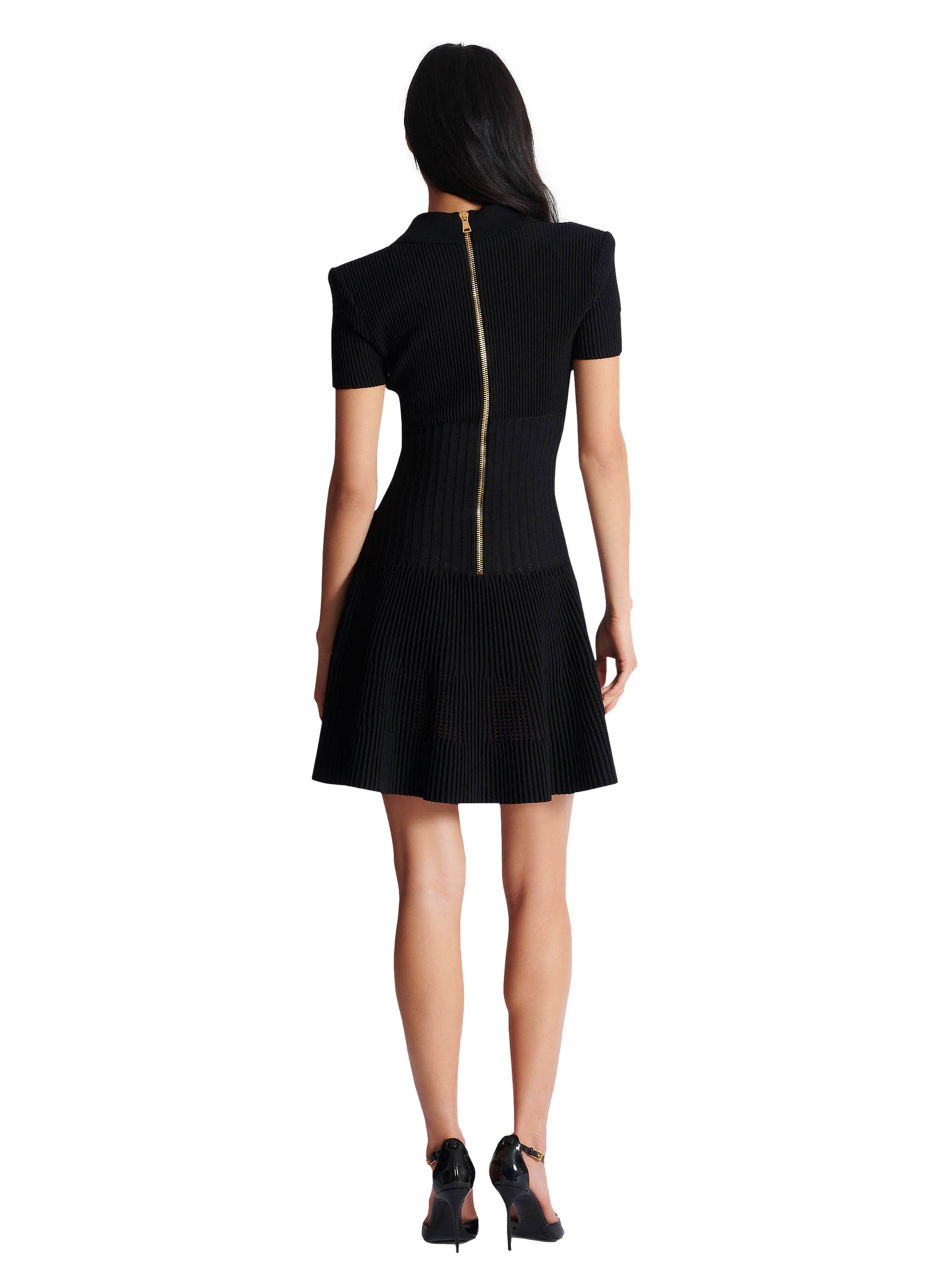 Robe courte évasée en maille BALMAIN Noir