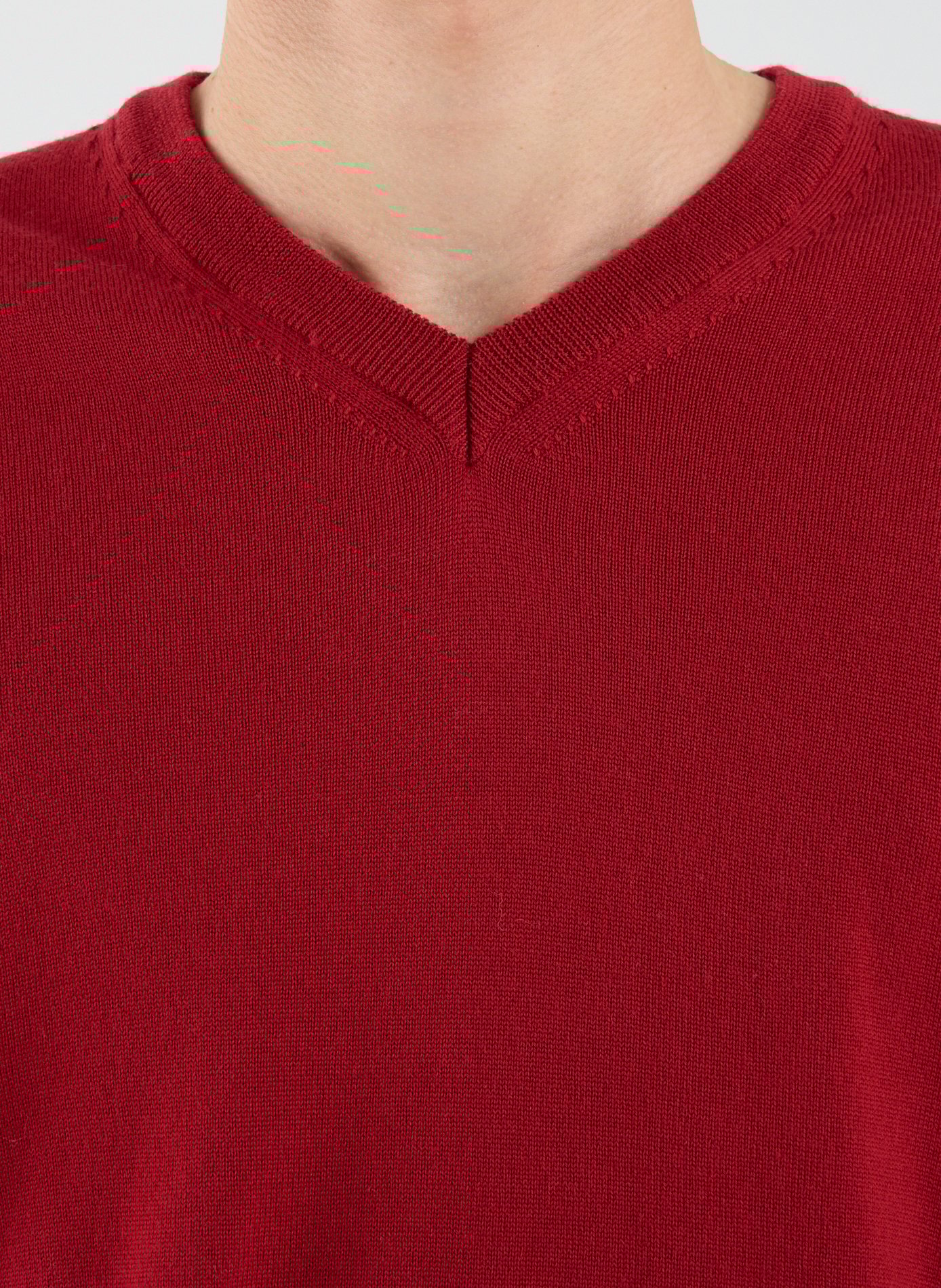 Pull col V en laine FACONNABLE Rouge