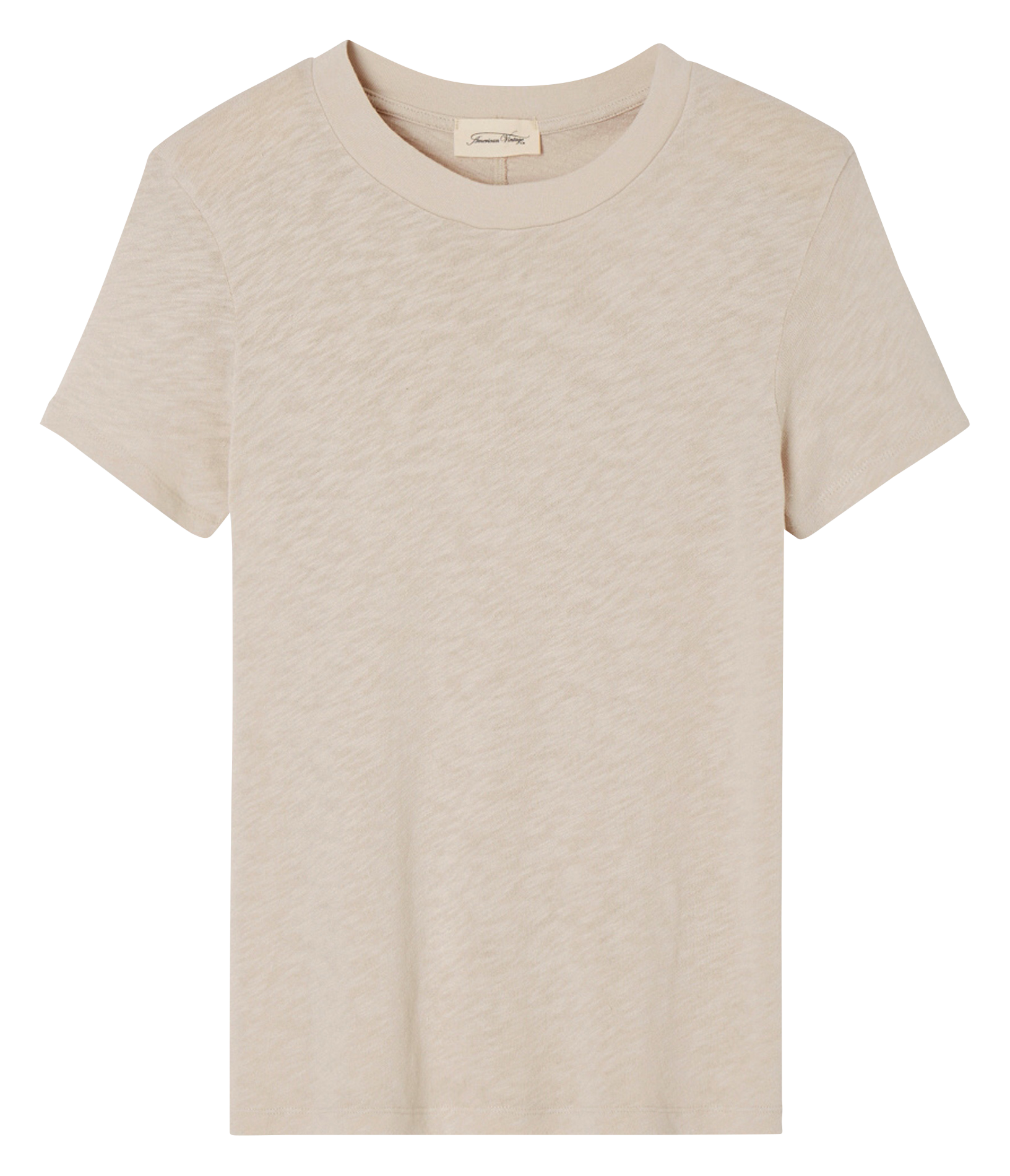 Tee-shirt col rond droit en coton sonoma AMERICAN VINTAGE Beige