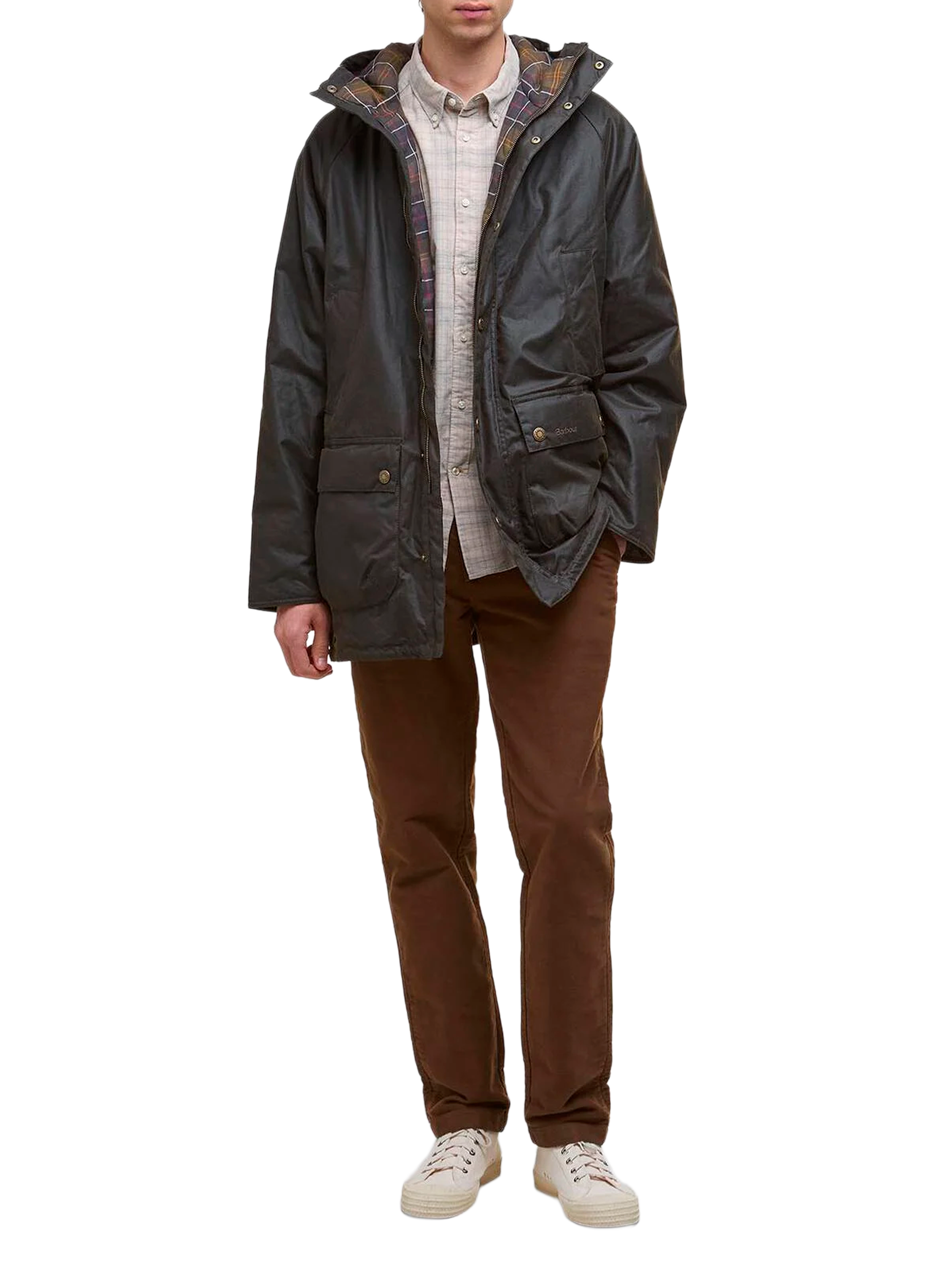 Parka mi-longue à capuche en coton BARBOUR Vert