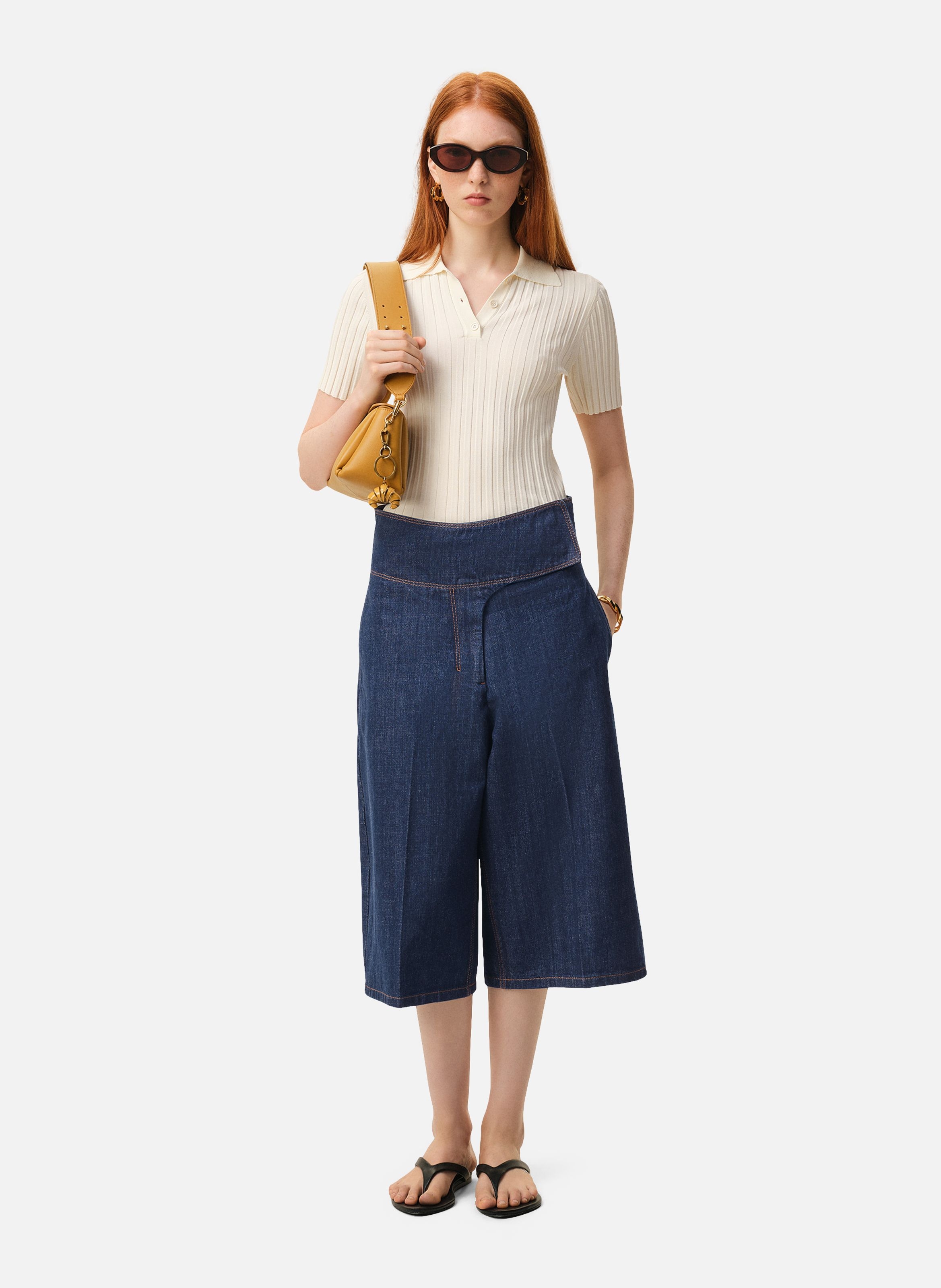 Bermuda à ceinture portefeuille en coton AMI PARIS Bleu