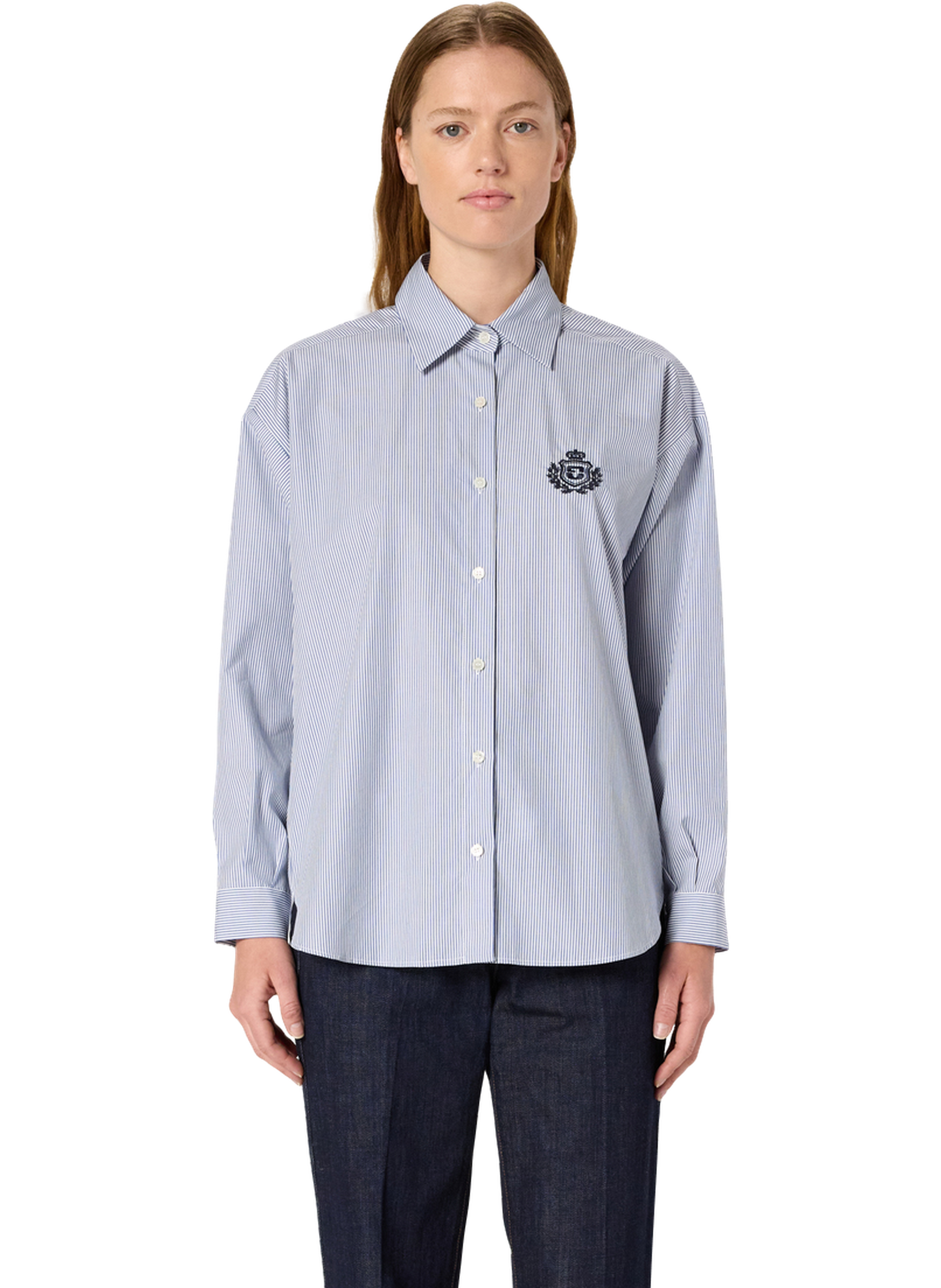 Chemise en coton rayé à blason - alison GERARD DAREL Blanc