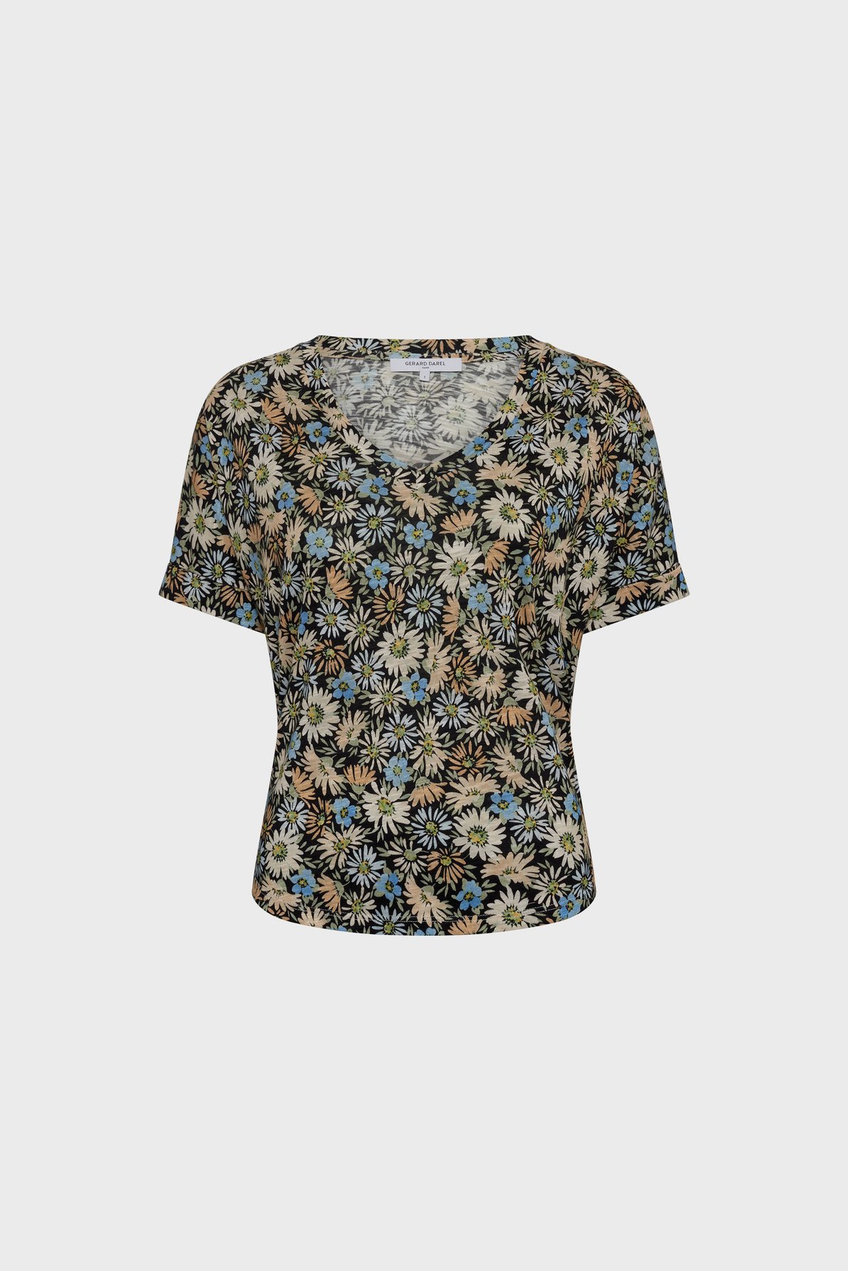 T-shirt v à fleurs - malinae GERARD DAREL Bleu