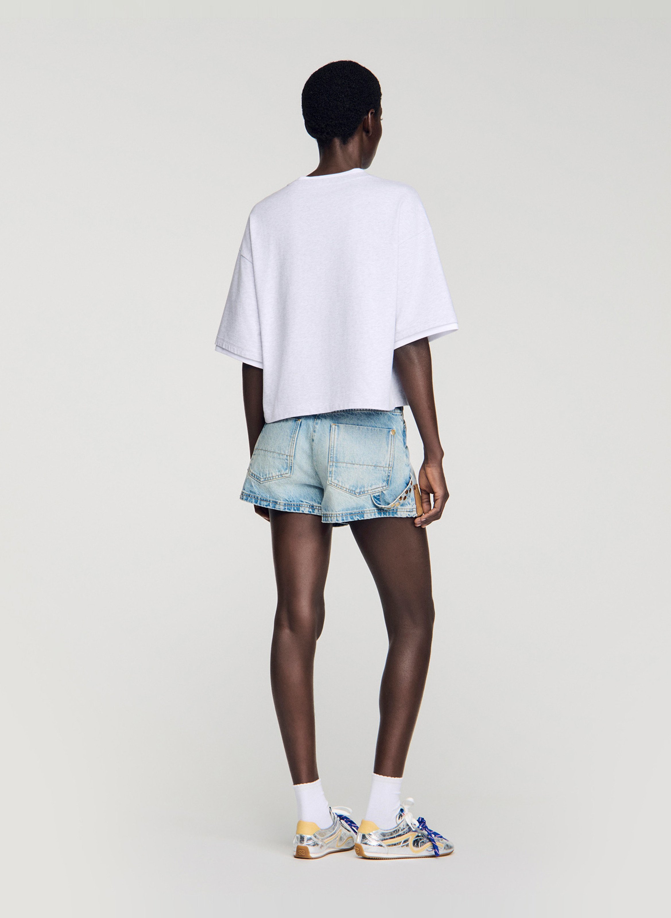 Tee-shirt oversize col rond en coton SANDRO Gris