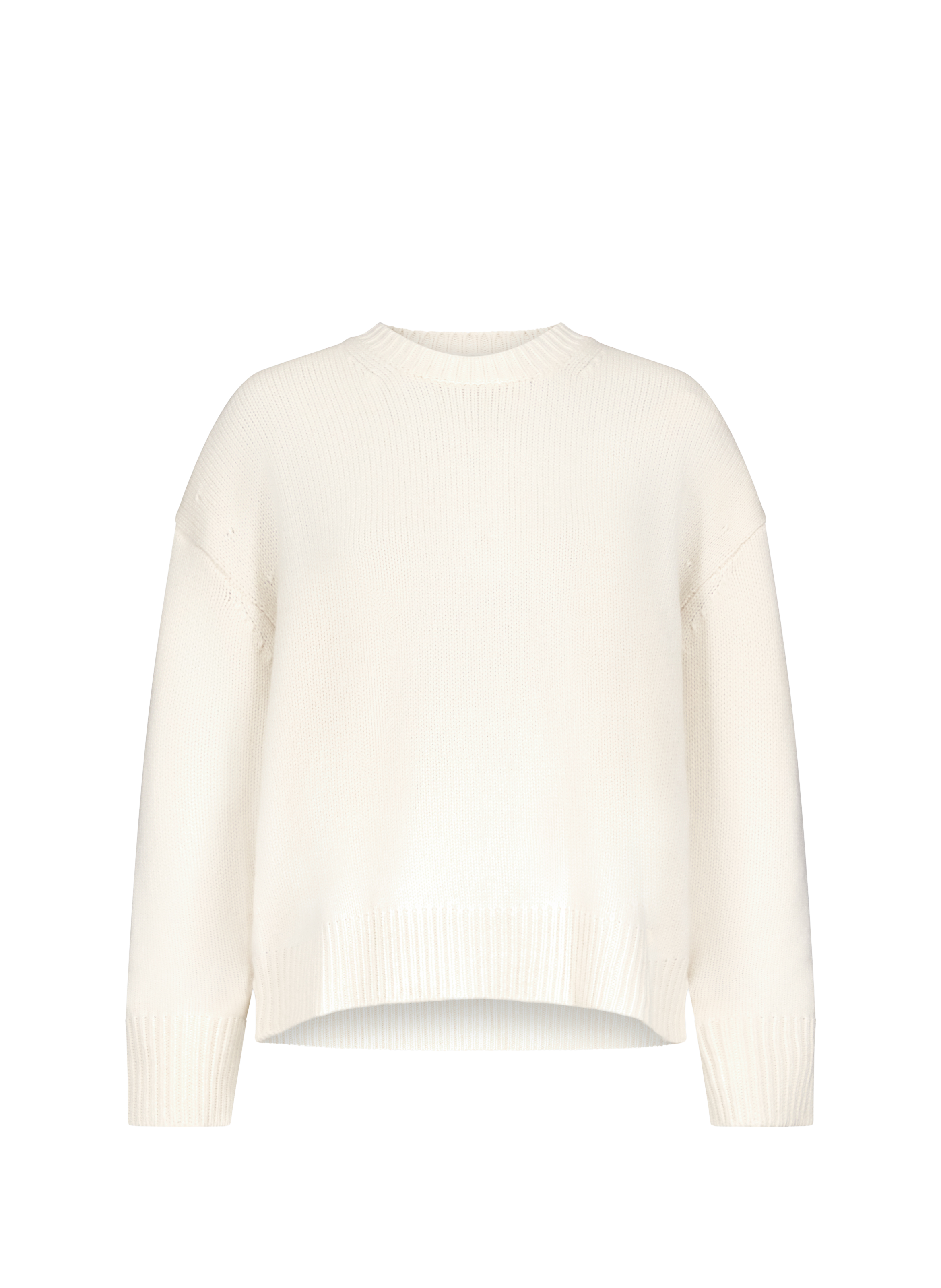 Pull côtelé à col rond en cachemire LOULOU DE SAISON Blanc