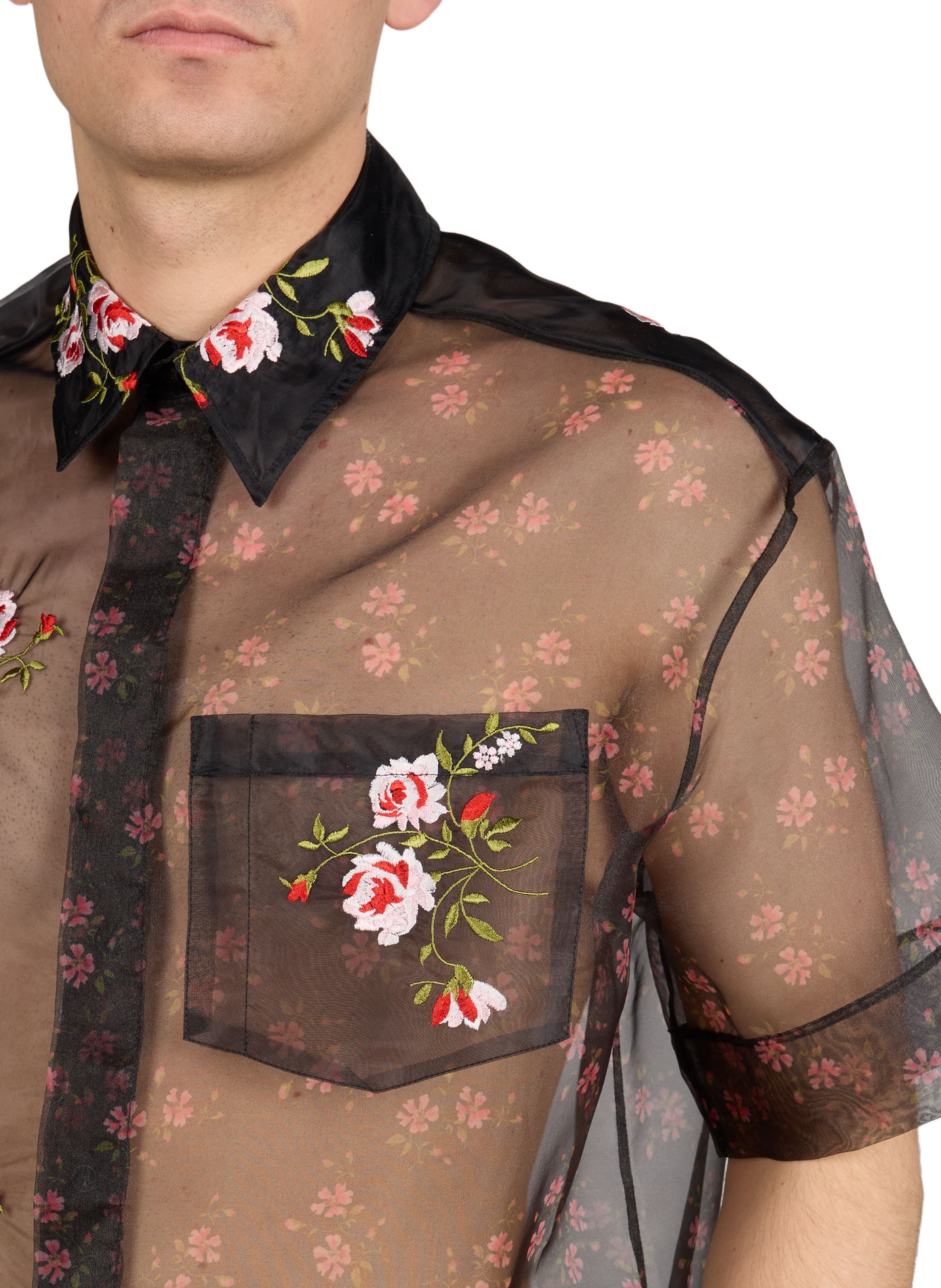 Square Patchwork Sheer Shirt SIMONE ROCHA Black