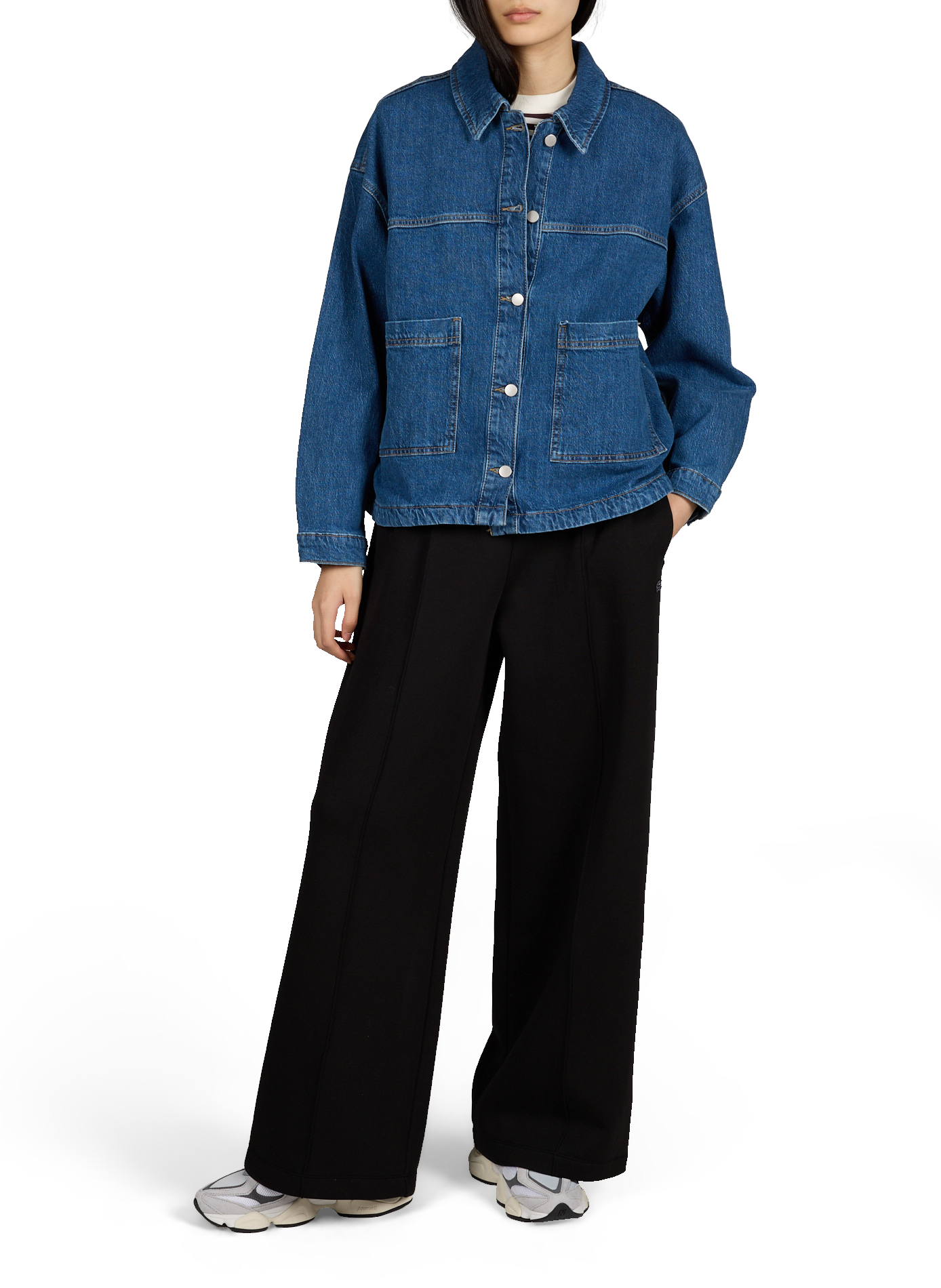 Veste droite Vijaf en coton mélangé VILA Bleu