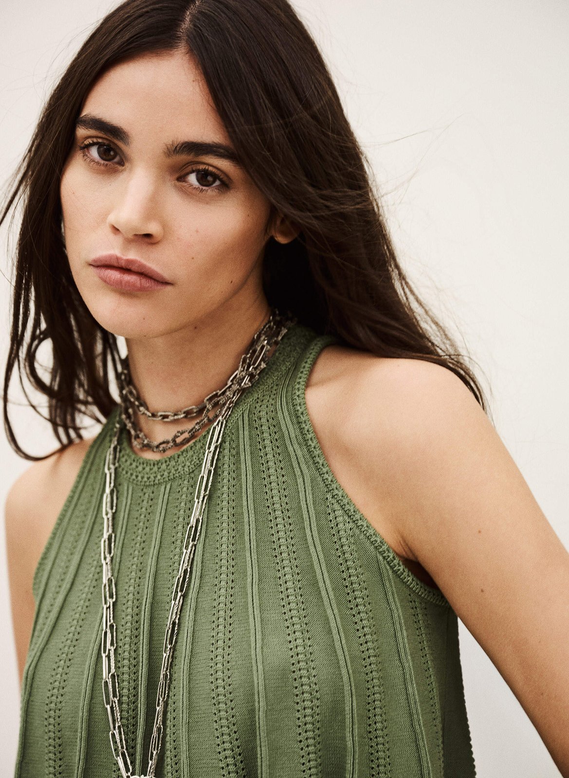 Top ample en maille serres BA&SH Kaki