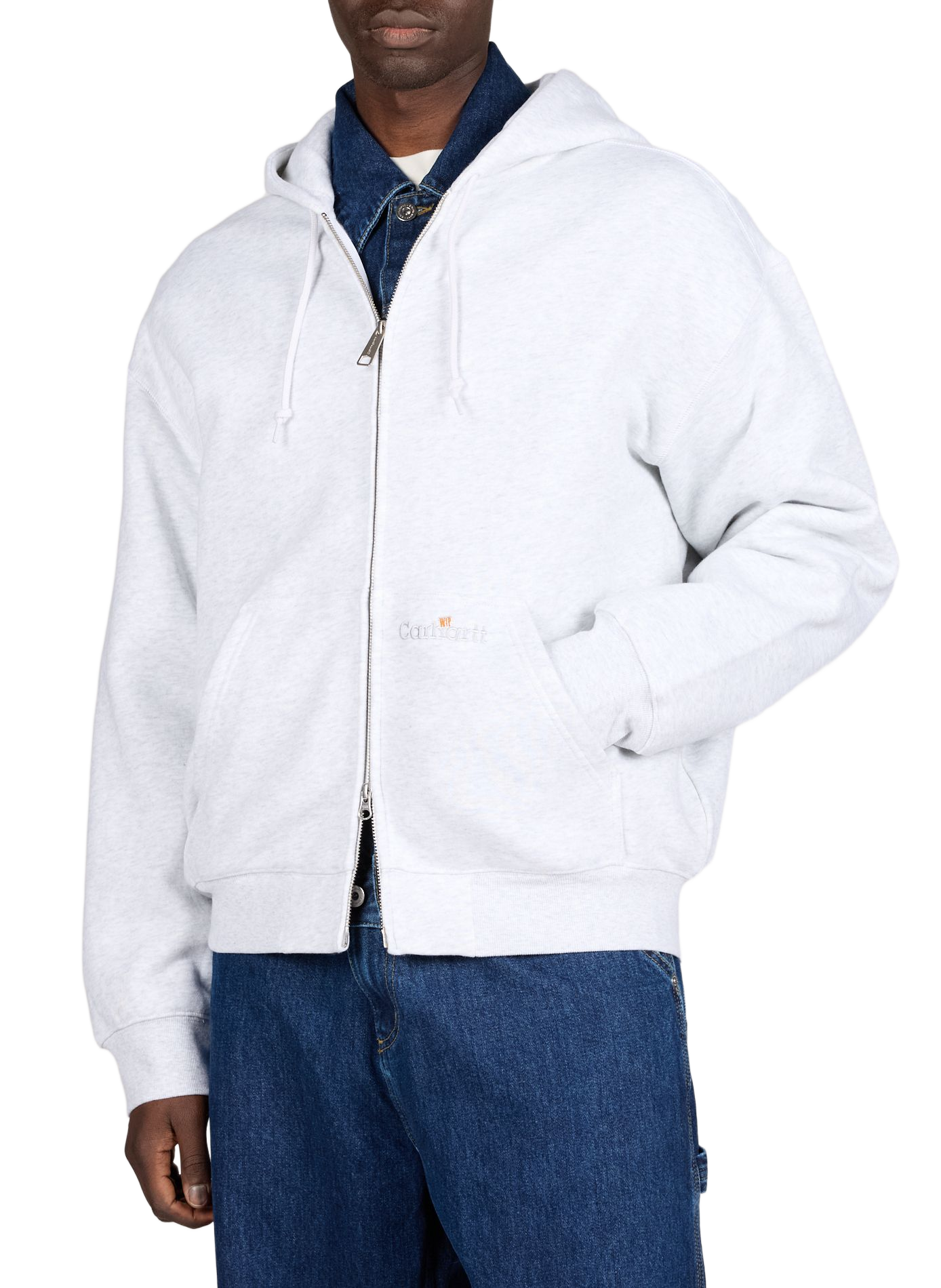 Zip-up hooded cotton sweatshirt CARHARTT WIP Grey