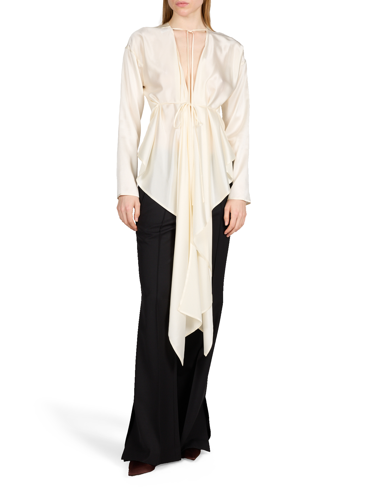 Satin tie-up silk top HELMUT LANG White