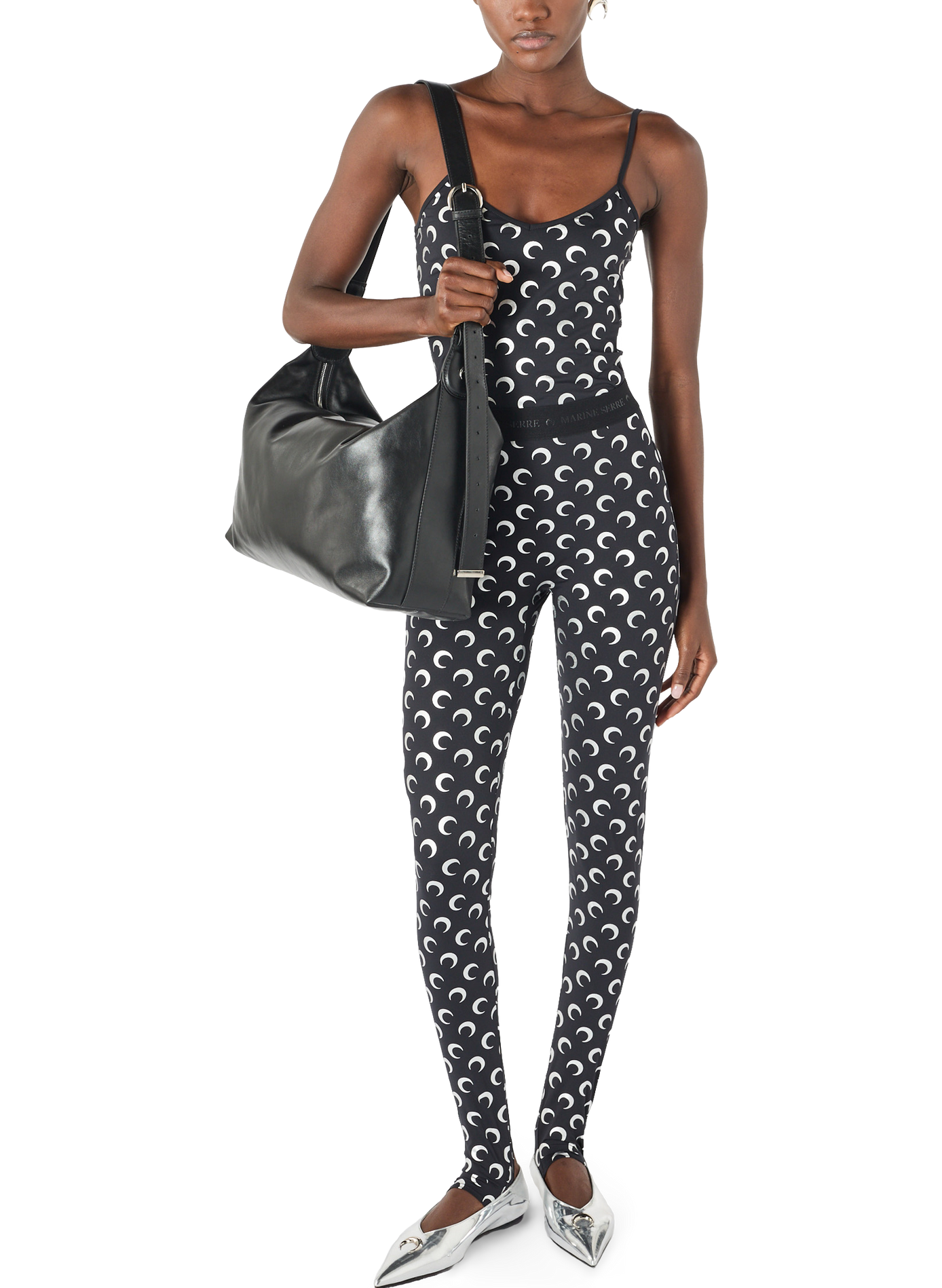 Moon foil printed jersey legging MARINE SERRE Black