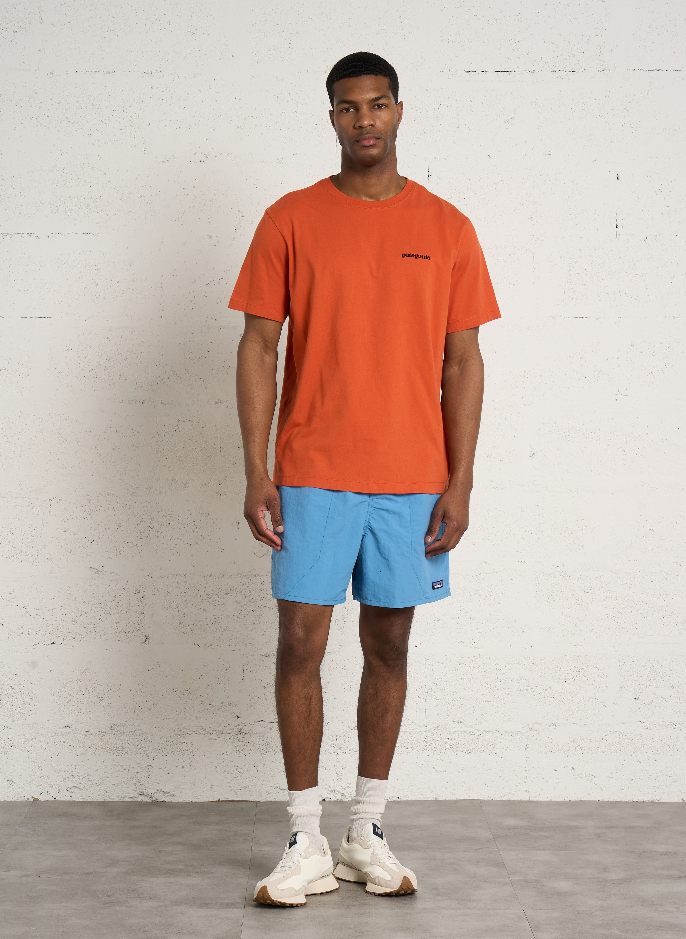 Oversized T-shirt met ronde hals van biologisch katoen met zeefdruk | Oranje PATAGONIA Heren