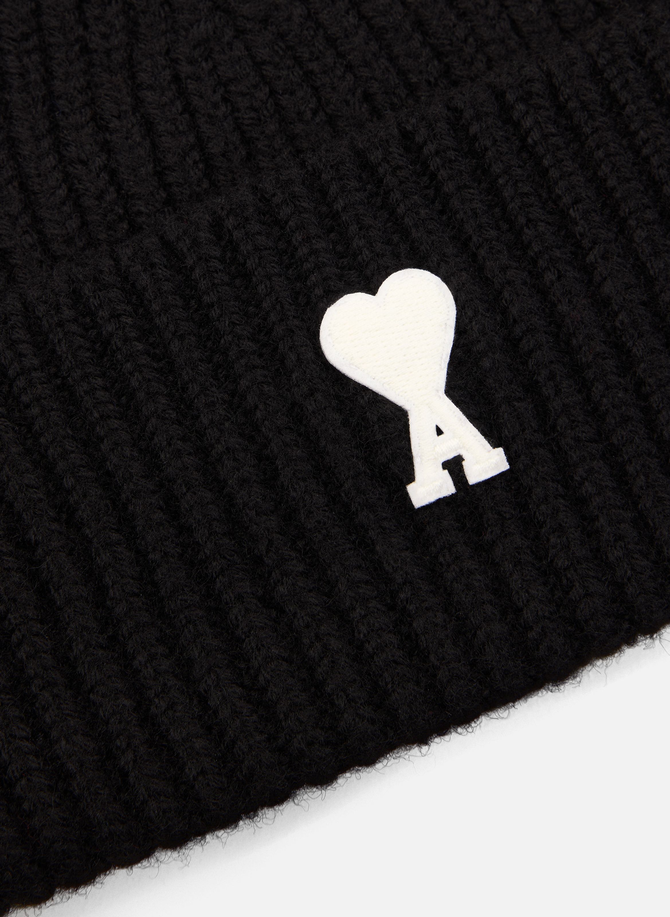 Bonnet unisexe en laine ami de coeur AMI PARIS Noir