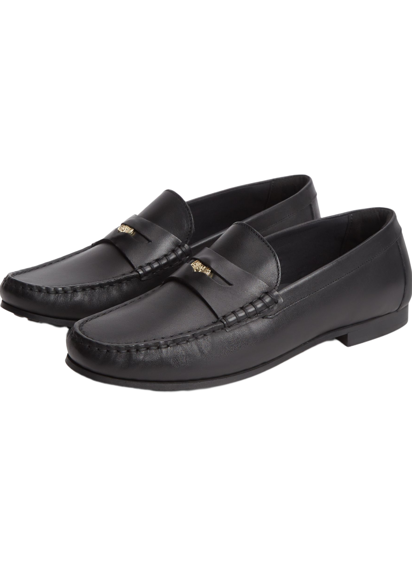Moccasins with golden detail in leather TOMMY HILFIGER Black